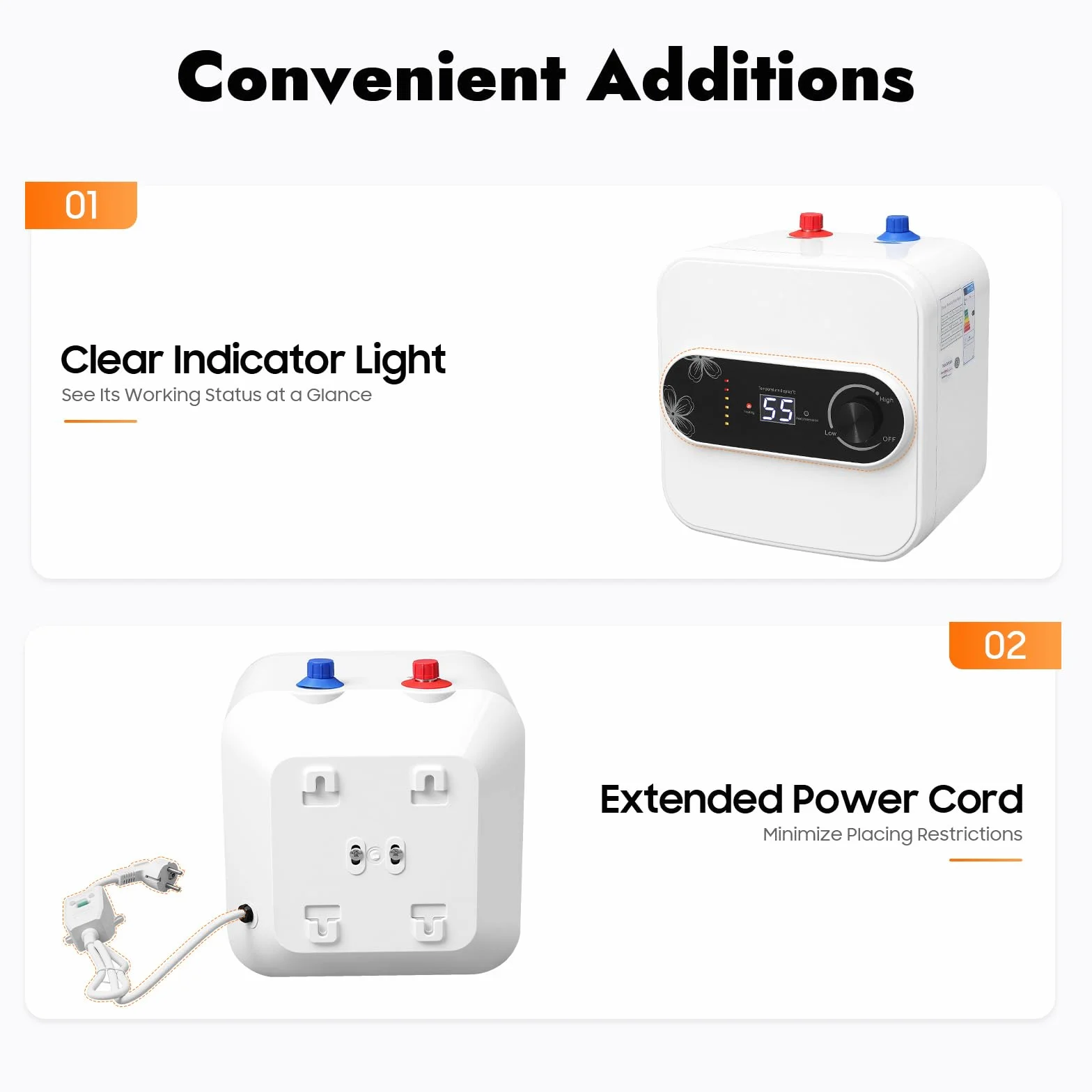 Mini podgrzewacz wody 10 l, urządzenie podszafkowe 1500 W, bojler 220 V, cyfrowy wyświetlacz LED, montaż na ścianie, wolnostojący, do kuchni, łazienki, umywalki, mały