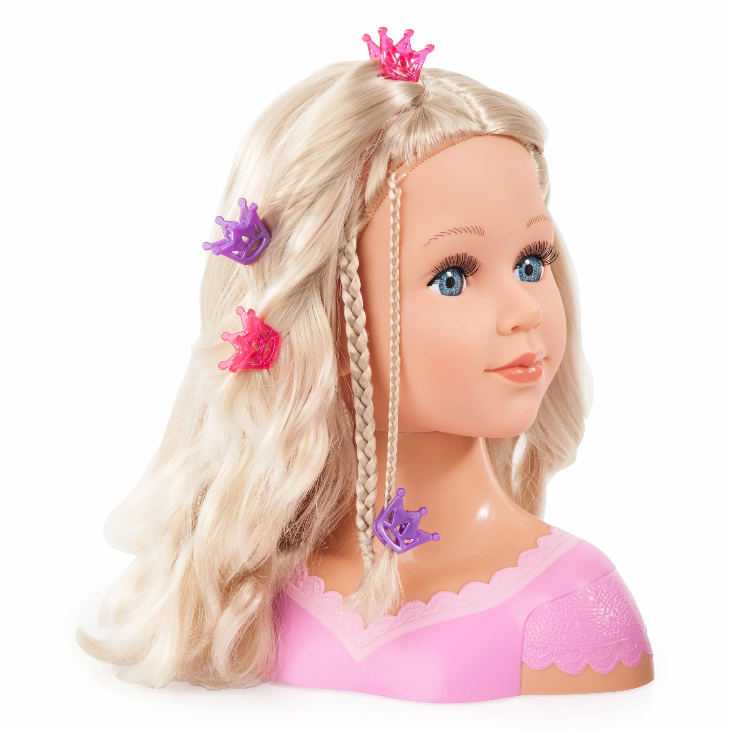 Bayer Design 90088AA Głowa do stylizacji dla dzieci, lalka do stylizacji Charlene Super Model z akcesoriami, blond włosy