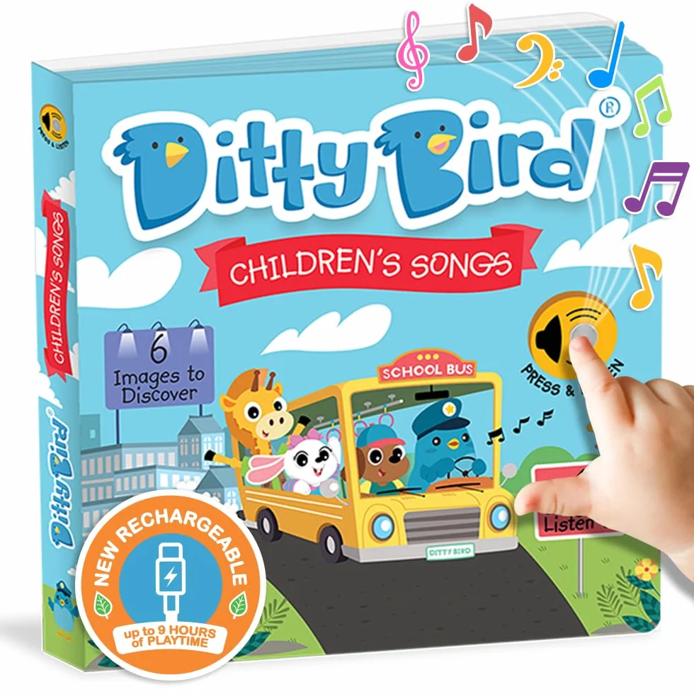 Ditty bird, livre musical bébé: Comptines en anglais - les roues de l'autobus