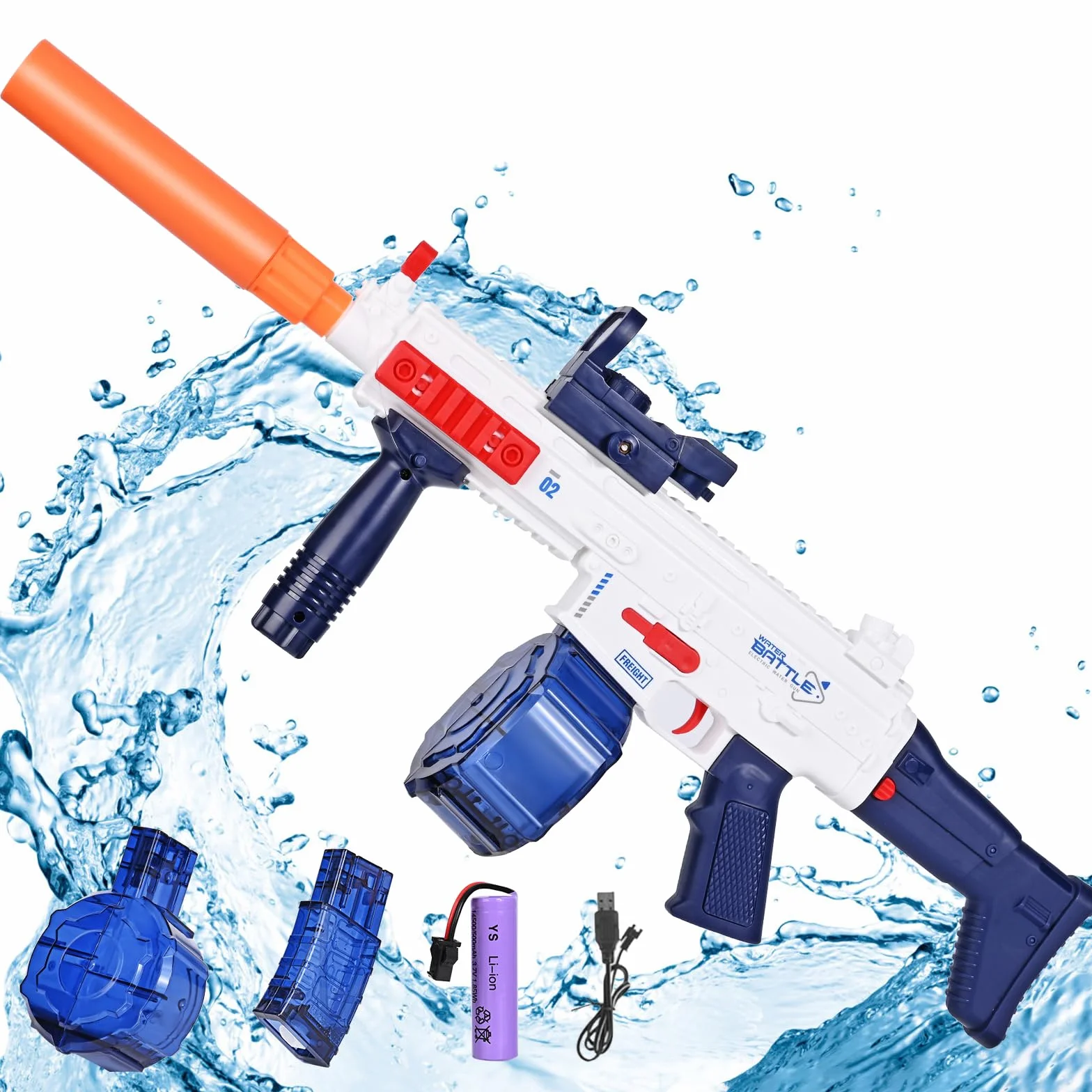 ZWOOS Elektryczny pistolet na wodę, dla dorosłych i dzieci, automatyczny pistolet na wodę z podwójnym zbiornikiem na wodę, duży zasięg 7-10 m, letnia impreza na plaży przy basenie zew