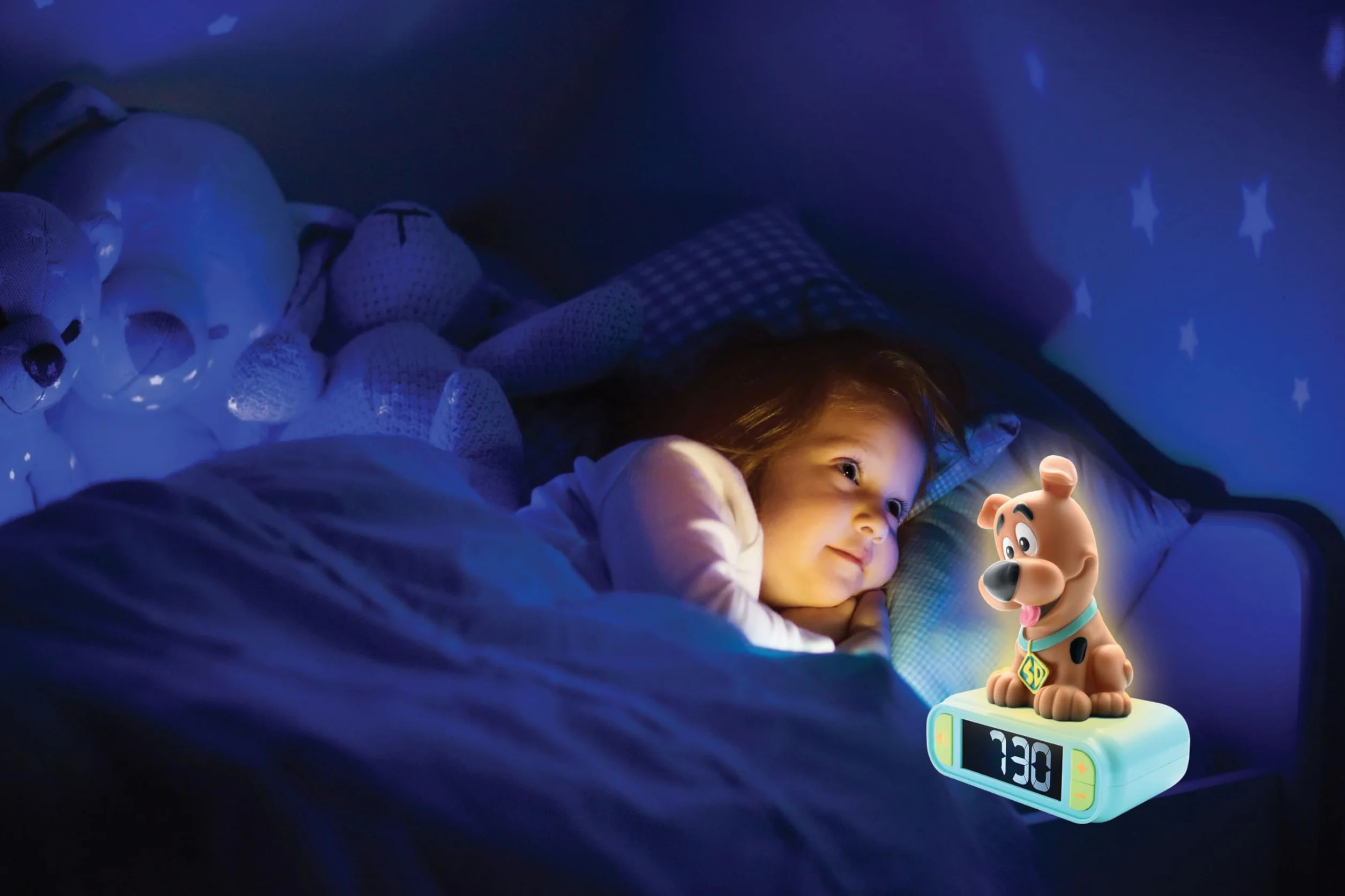 LEXIBOOK, Scooby-Doo, budzik nocny, dźwięki i melodie, podświetlany ekran LCD, świecący, drzemka, brązowy/zielony, RL800SDLXB