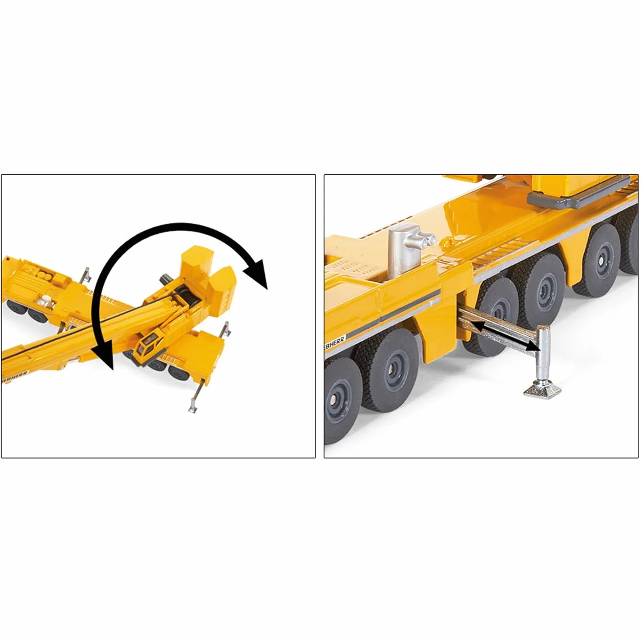 Siku 1886, Żuraw Liebherr, 1:87, Metal,Tworzywo sztuczne, Żółty, Ruchome części