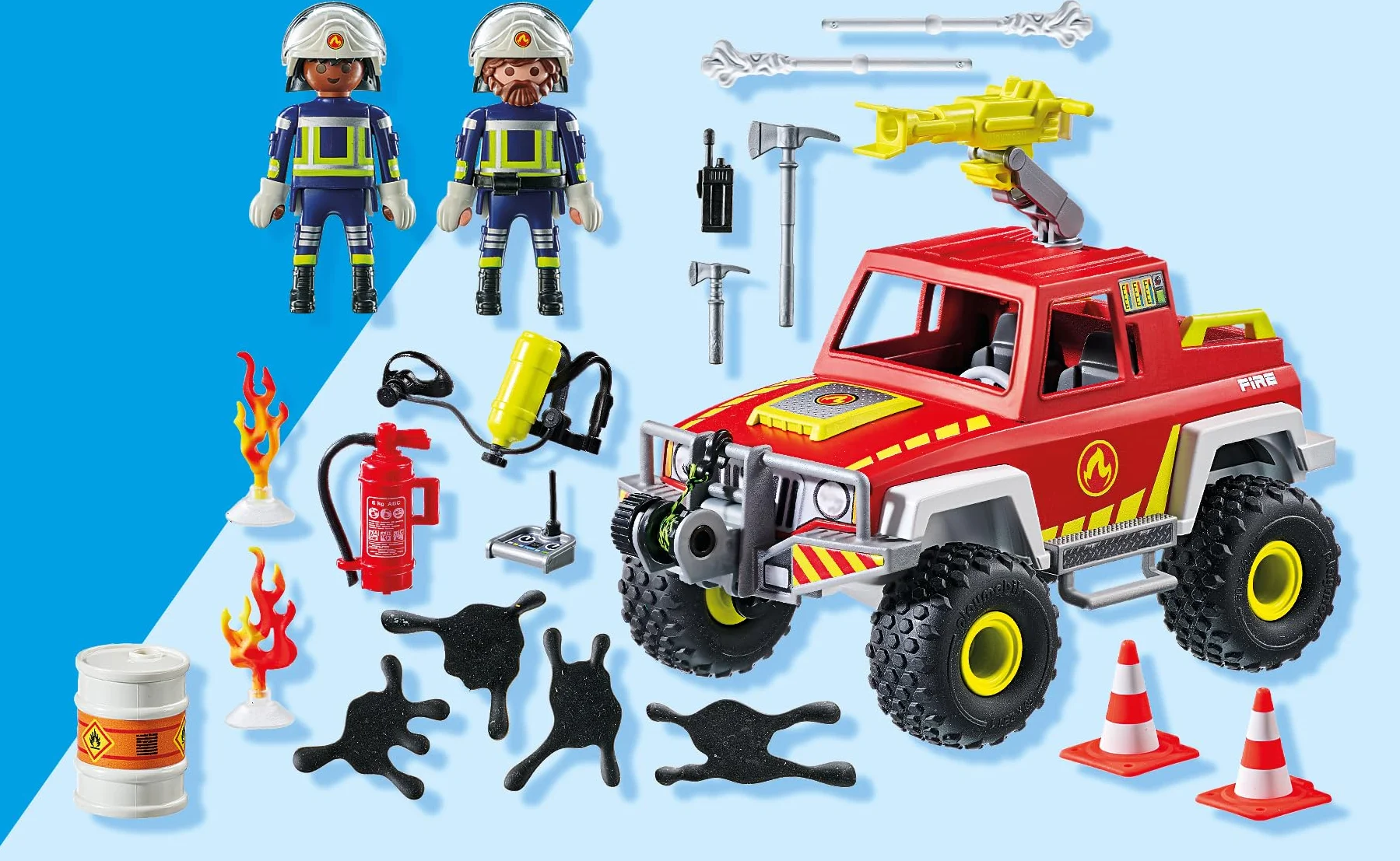 PLAYMOBIL | Action Heroes | Ciężarówka strażacka | Samochód strażacki | Auto zabawkowe | Zabawka dla dzieci od 4. roku życia | 71824