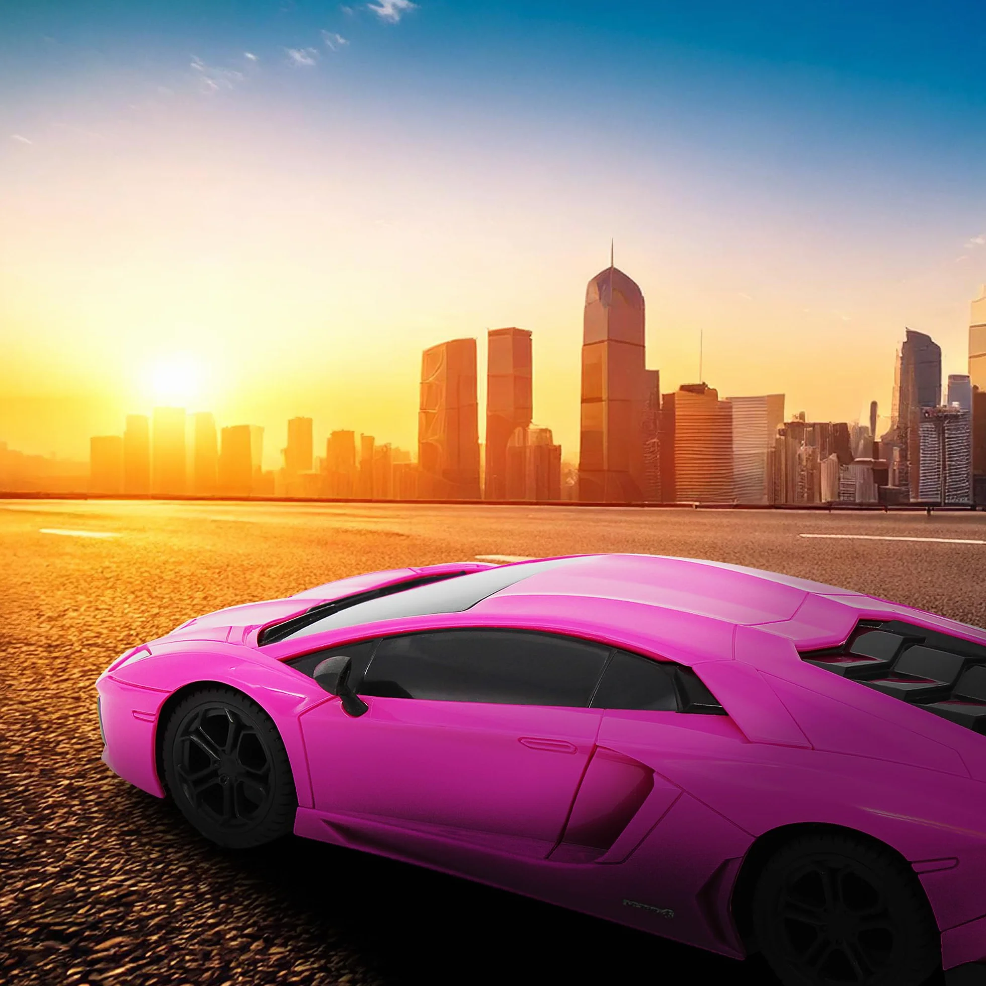 CMJ RC Cars Lamborghini różowy Aventador LP700-4 oficjalnie licencjonowany pilot do samochodu w skali 1:24 światła robocze 2,4 Ghz Girls RC