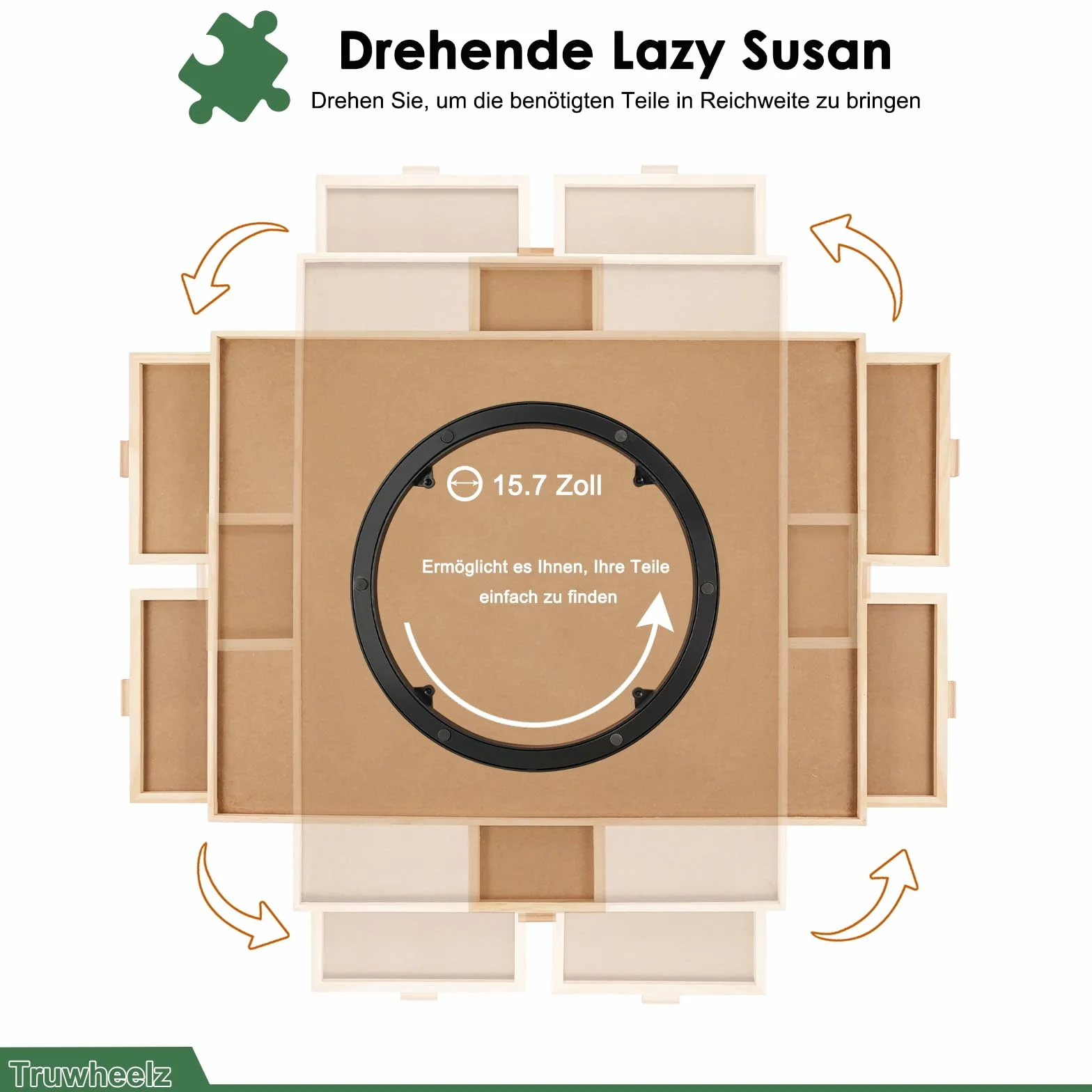 1500-elementowa obrotowa układanka z 6 szufladami i pokrywą, przenośny drewniany stół do układanek,64x 87cm dla dorosłych, obrotowa układanka Lazy Susan, prezent świąteczny dla mamy