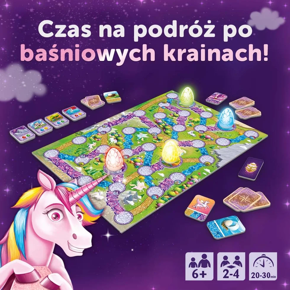 Trefl - Magajaja Unicorns - Rodzinna Gra Planszowa, Świecące Elektroniczne Jaja i Magnetyczne Żetony, Baśniowy Świat Jednorożców, Nowatorska Gra dla Dorosłych i Dzieci od 6 lat