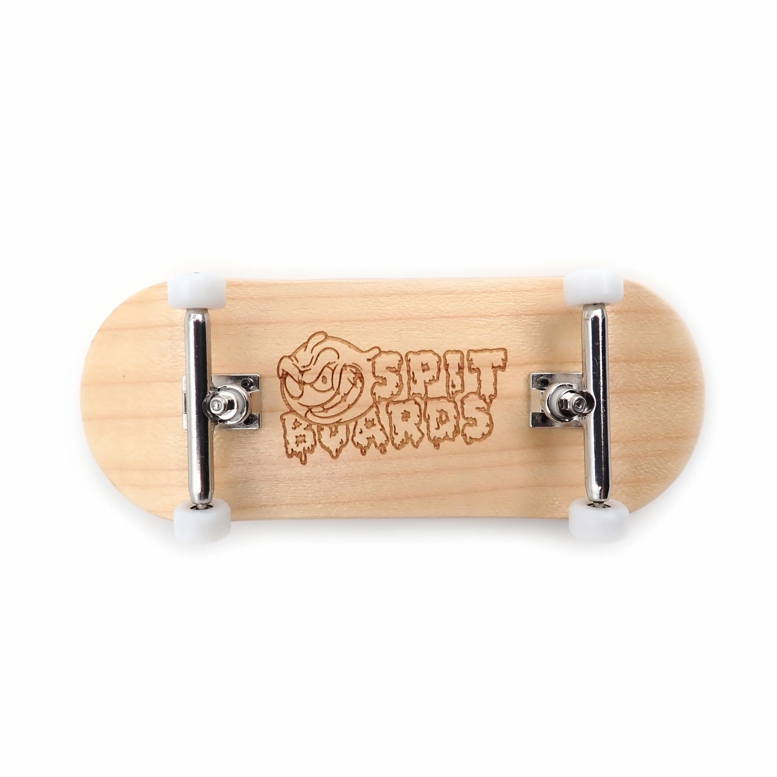 SPITBOARDS 36mm Fingerboard Complete Wood Pro Set-Up (Pre-Assembled, Handcrafted 5-Layers), 36 mm Pro Trucks, CNC Bearing Wheels, Lasered Foam Grip Tape (Lasered Deck Size: 36 x 96 mm), 'Maple Wood'