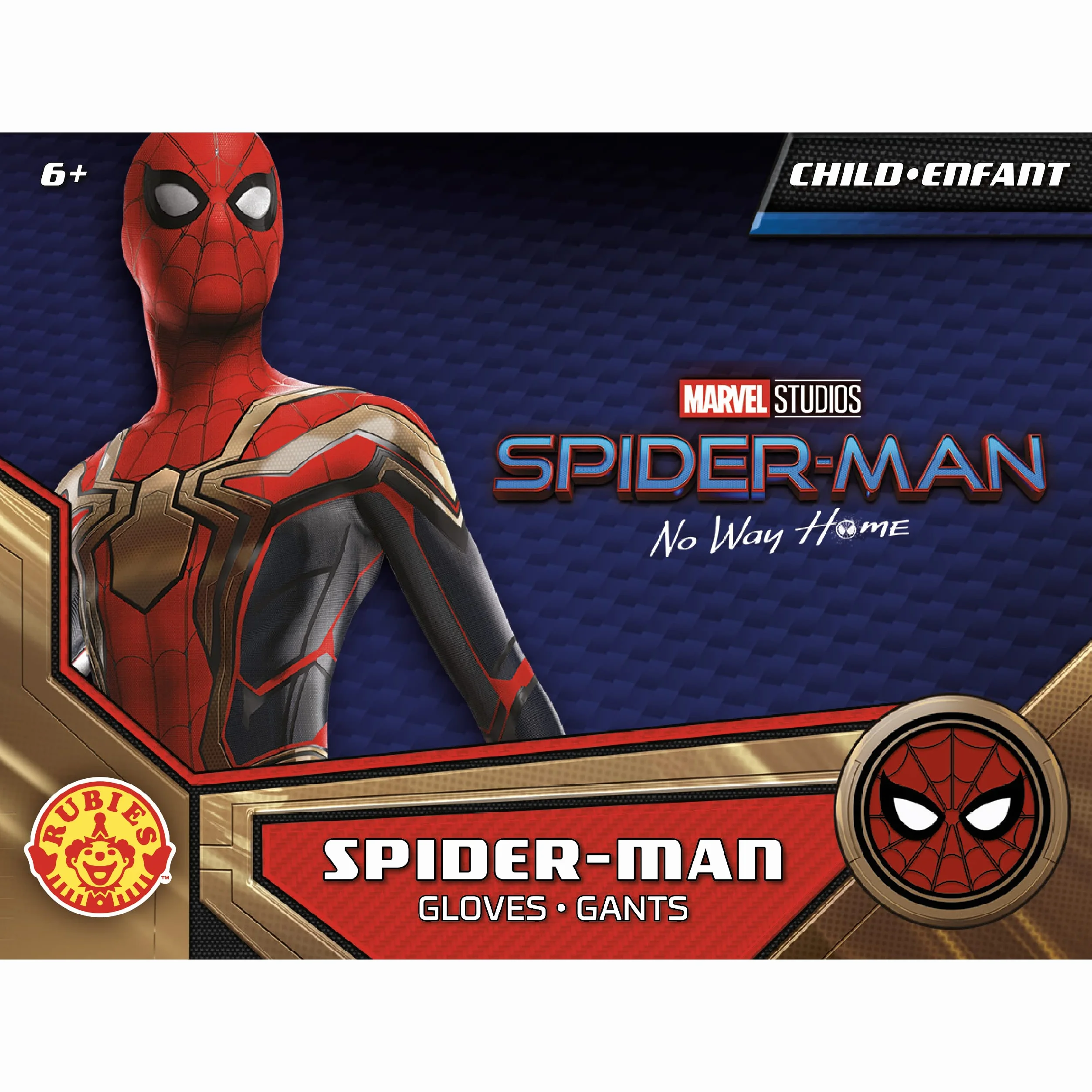 Rubies Oficjalne rękawice Marvel Spider-Man 3 No Way Home dla dzieci wersja 3, jeden rozmiar czerwony/czarny Halloween Halloween