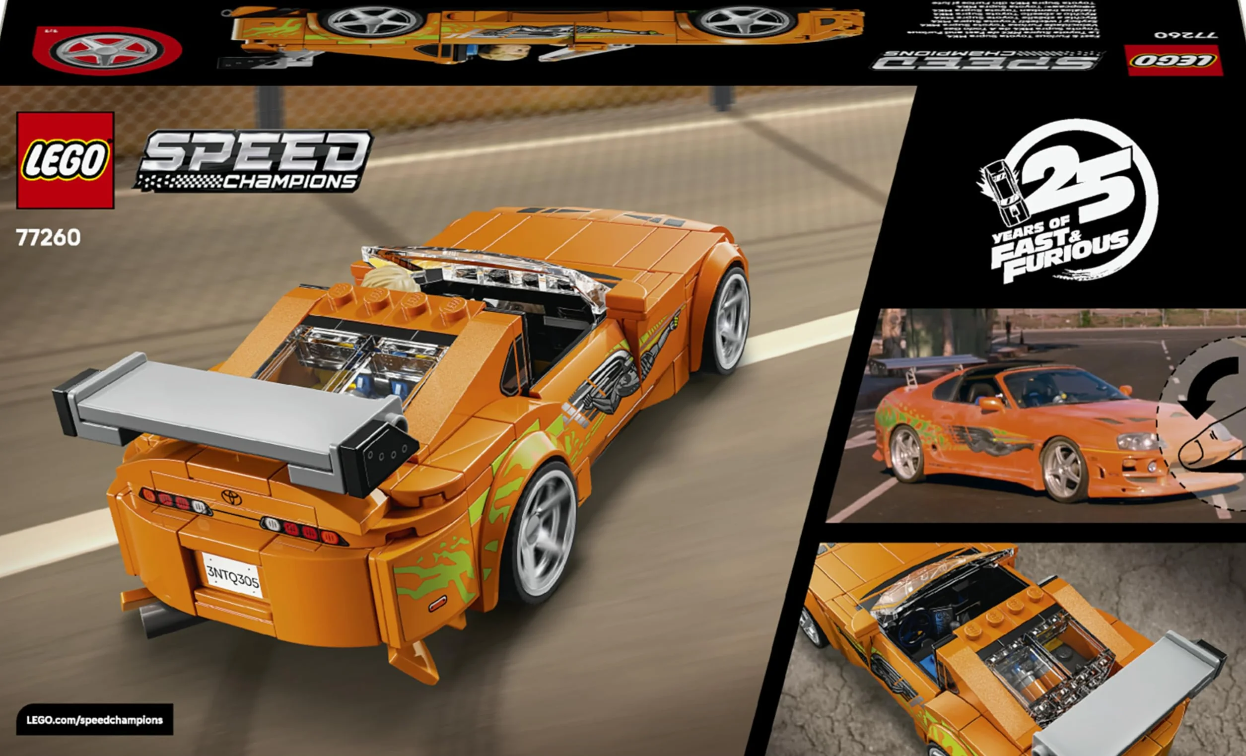 LEGO Speed Champions Szybcy i wściekli Toyota Supra MK4, zabawka konstrukcyjna dla chłopca lub dziewczynki, zestaw z zabawkowym samochodem sportowym, pomysł na prezent dla 10-latka 77260