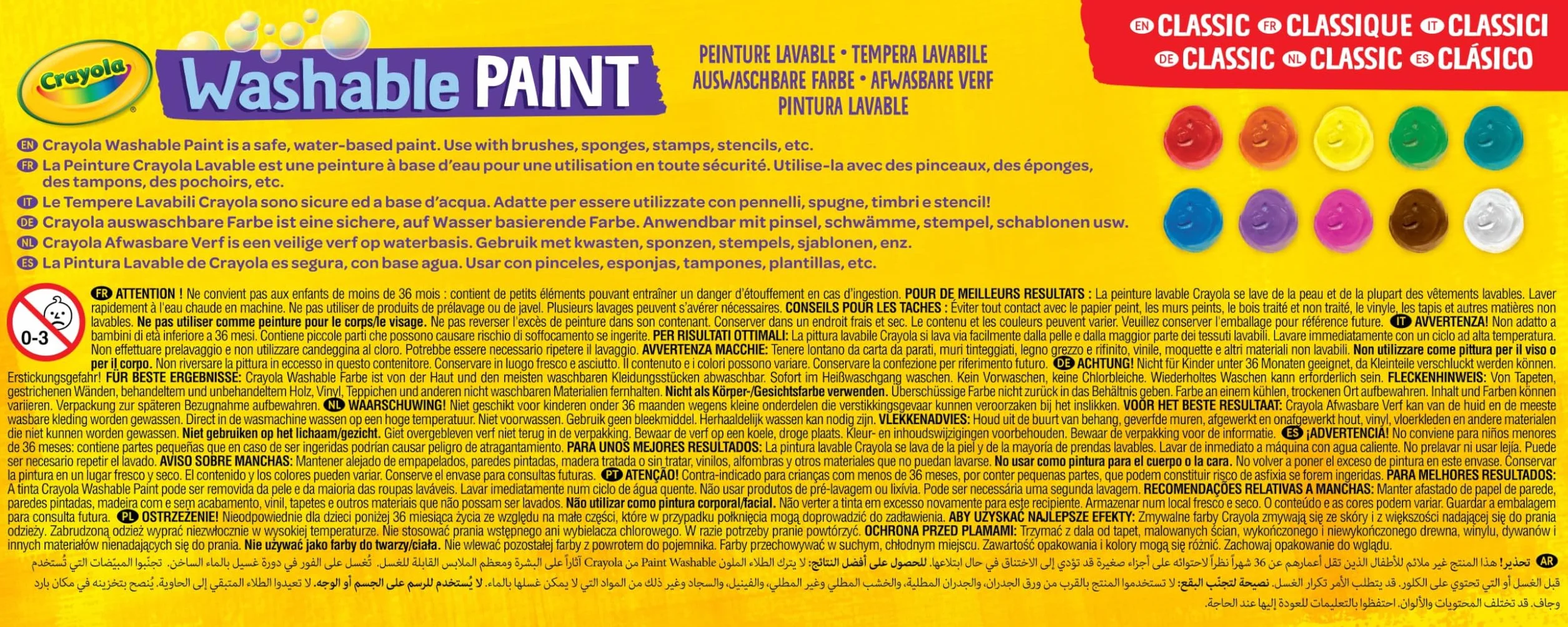Crayola Zmywalne kredki dla dzieci opakowanie 10 słoiczków 59 ml od 3 lat
