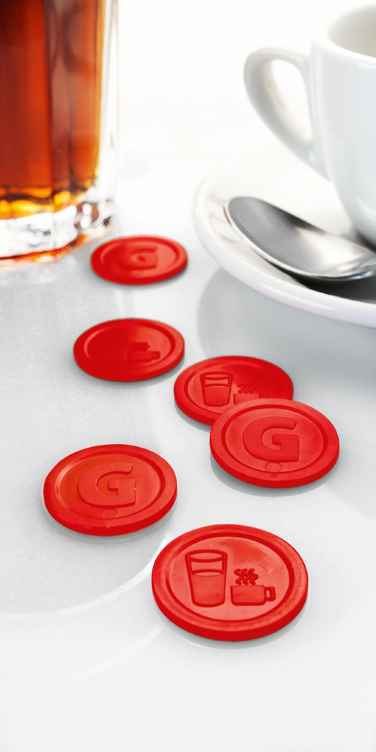 SIGEL WM006 Tokens Napoje, Ø 2,5 cm, 100 sztuk, czerwony