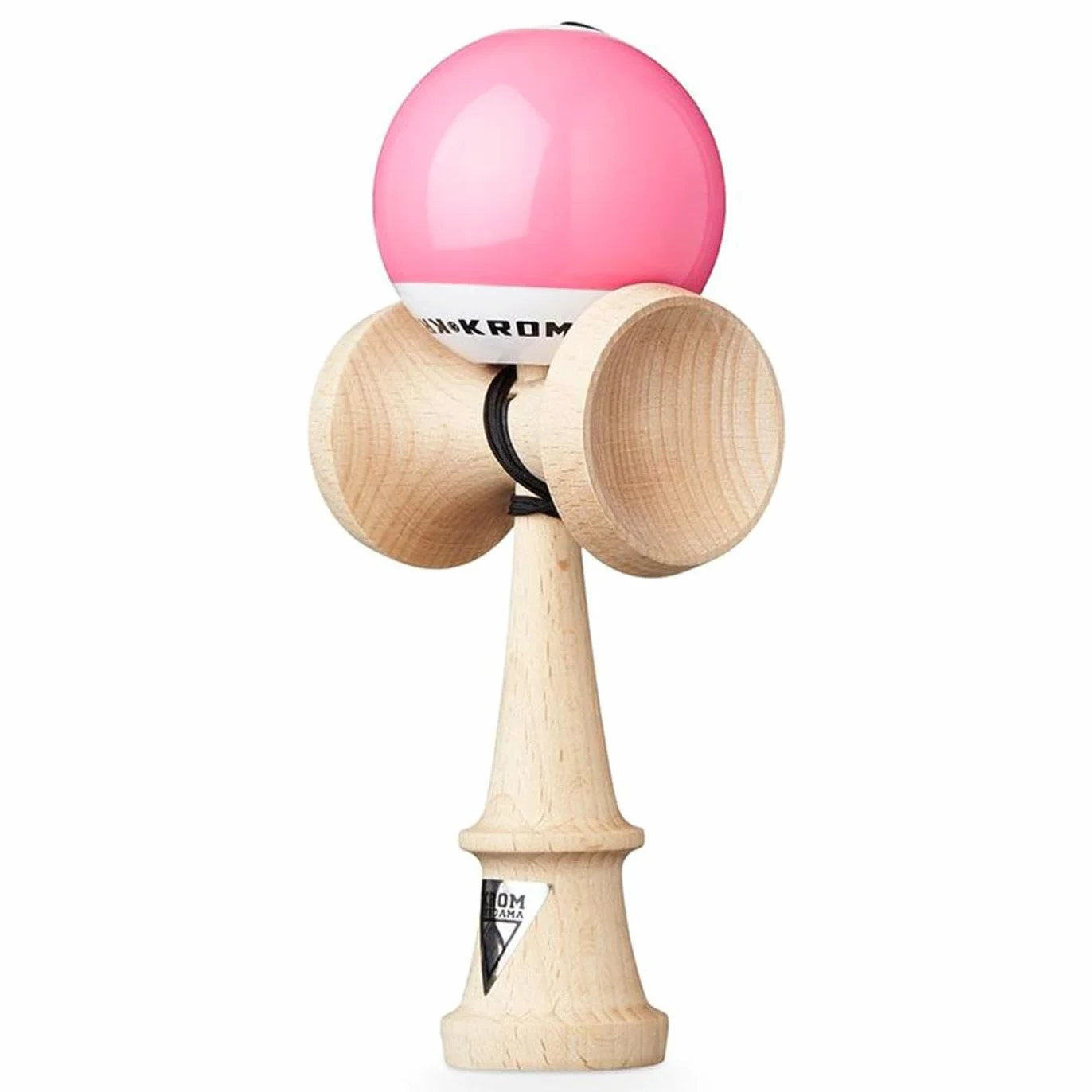 KROM - Kendama POP LOL różowy - wysoka jakość drewna - dla początkujących i profesjonalistów - opakowanie: zapasowy sznurek + naklejki