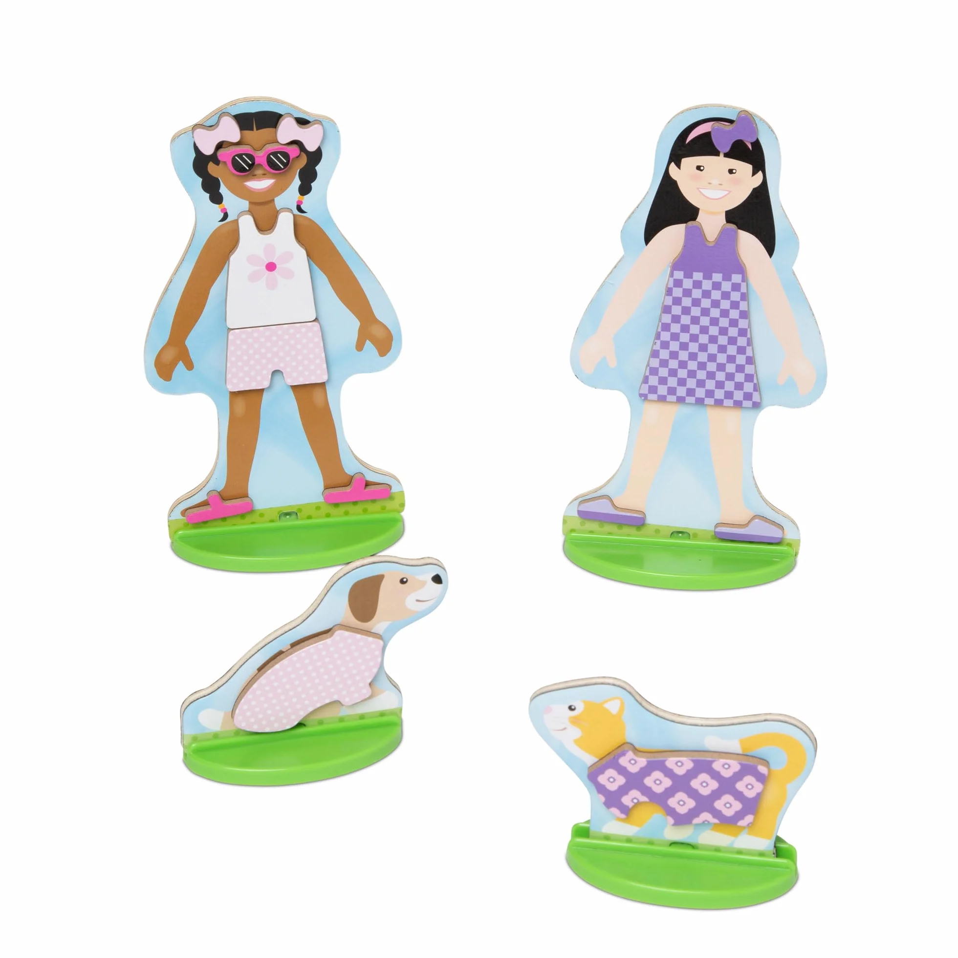 Melissa & Doug Magnetyczne Przebieranki Drewniane Laleczki Zestaw 78 Elementów