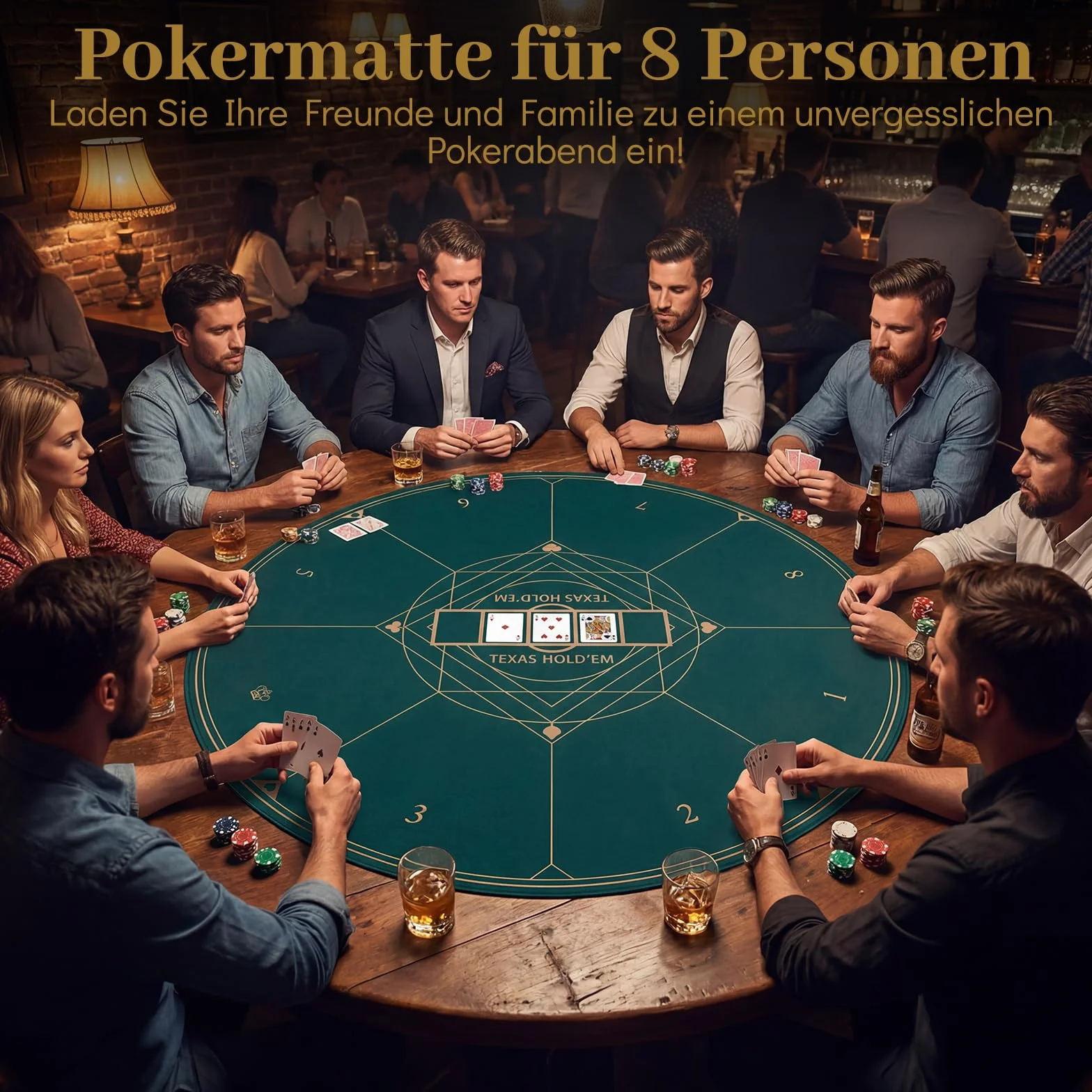 COSTWAY Okrągła mata do pokera, 100/120 cm, składana nakładka na stół pokerowy z torbą do przenoszenia, nakładka na pokera z antypoślizgową gumową podstawą, top dla 8 graczy, zielona (120 cm)