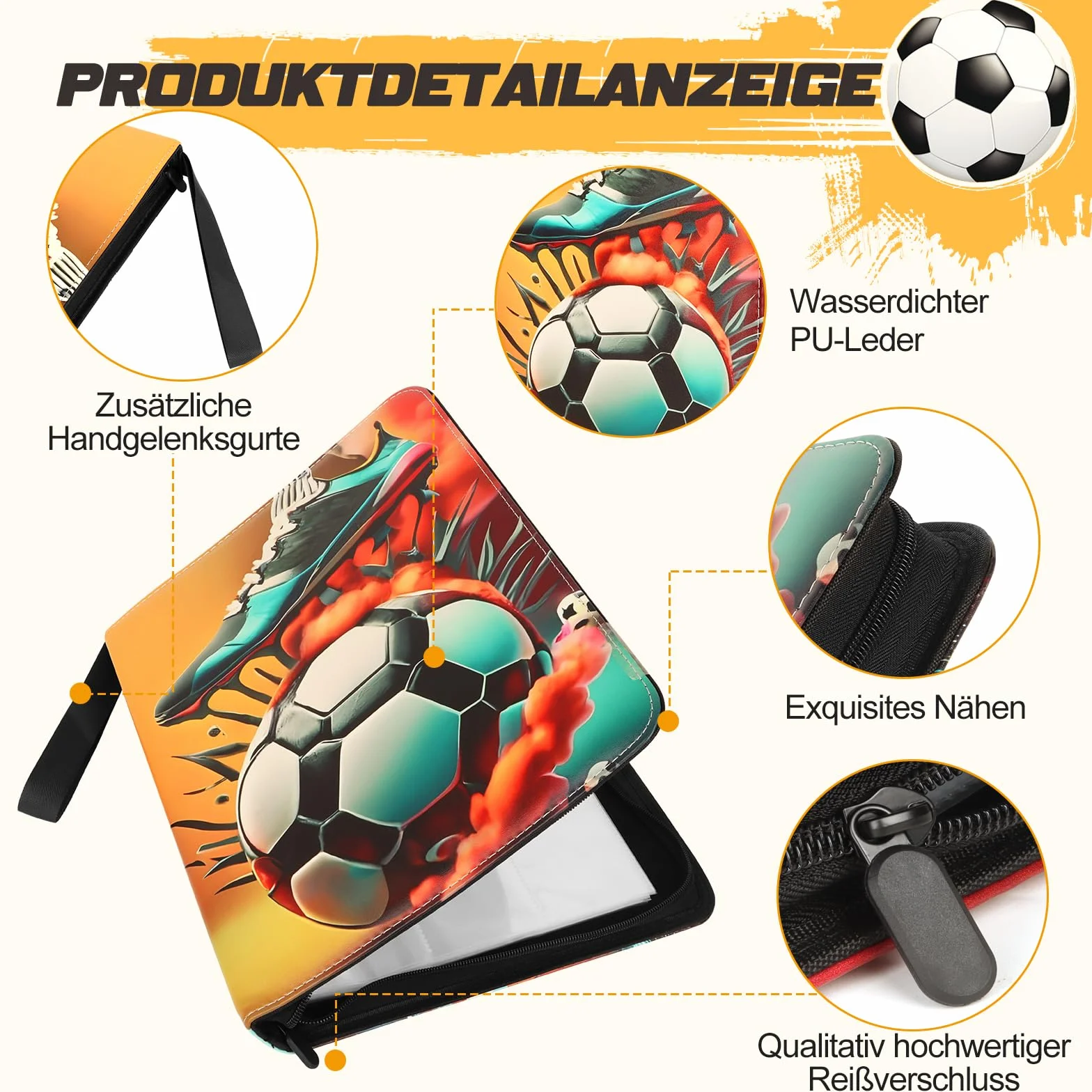 Album kolekcjonerski z motywem piłki nożnej, segregatory, teczki do przechowywania kart, 50 stron, 400 kart, album kolekcjonerski, karty piłkarskie, do kolekcjonowania i wymiany