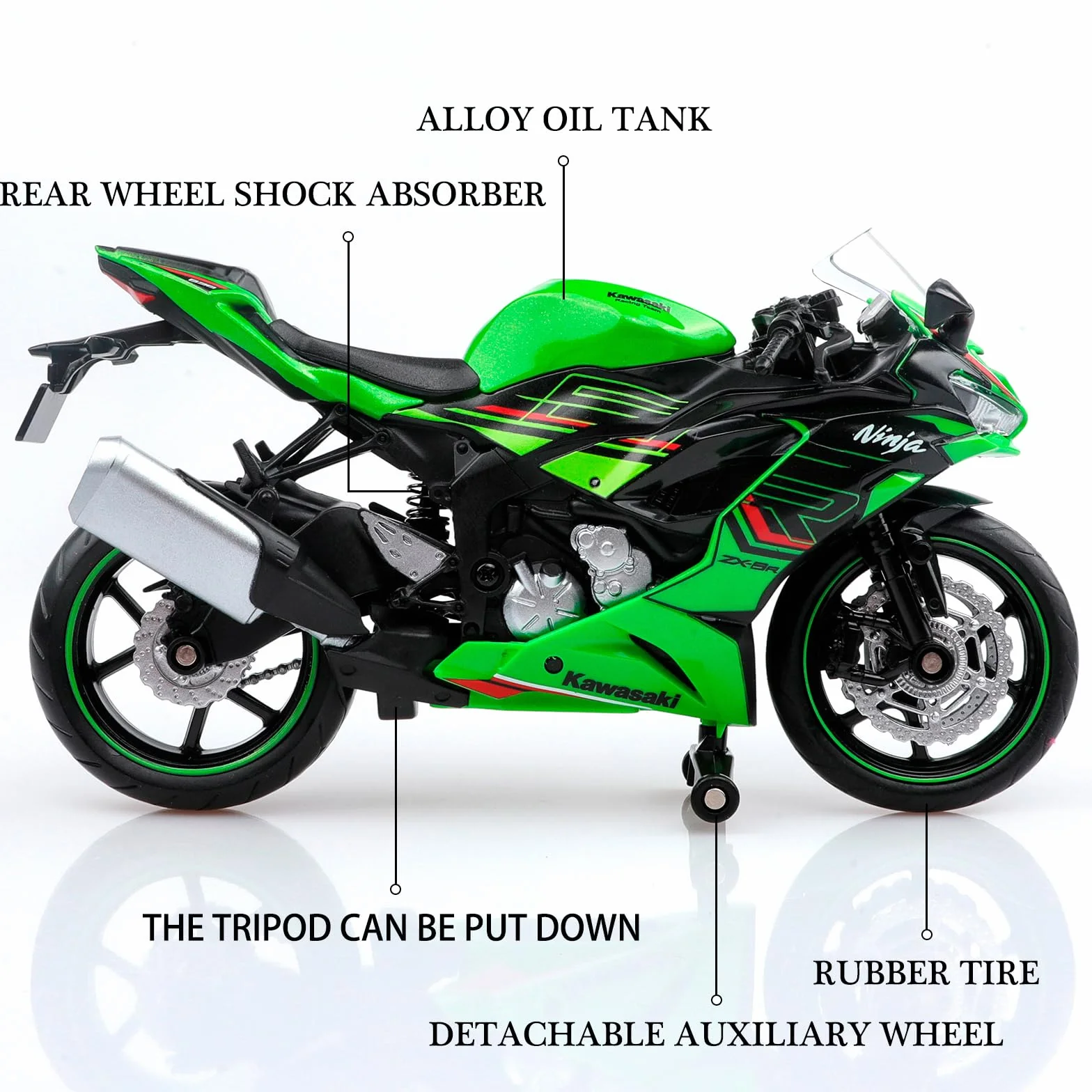 TOKAXI 1/12 skala Kawasaki Ninja Z6 odlewane plastikowe motocykle, model motocykla Kawasaki, zabawka motocykl Ninja dla chłopców i dziewcząt