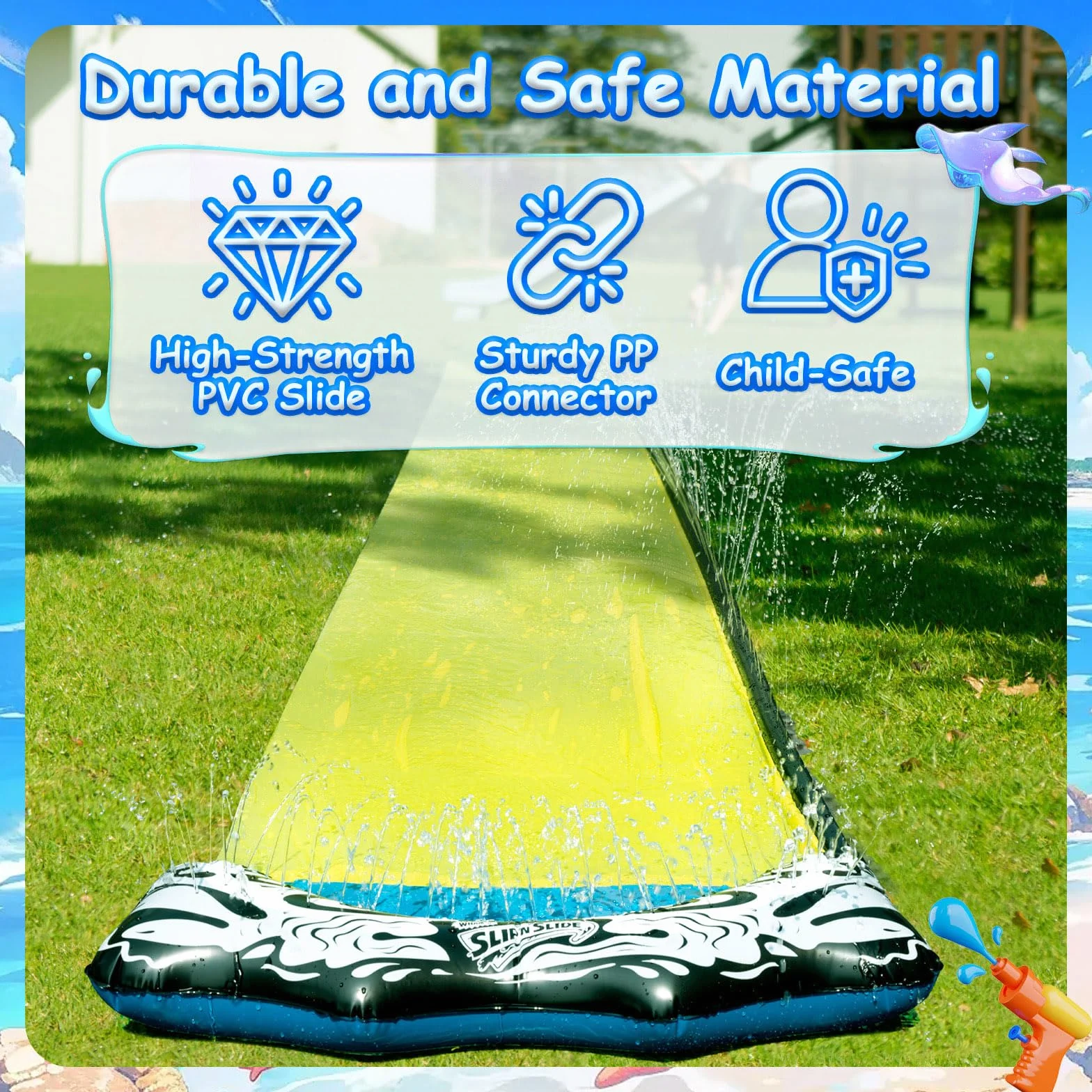 Wham-O Slide Wave Rider Slip N Slide Wave Rider 548,64 cm z boogie, letnia zabawka outdoorowa dla dzieci w wieku 5-12 lat, idealna na imprezy trawnikowe
