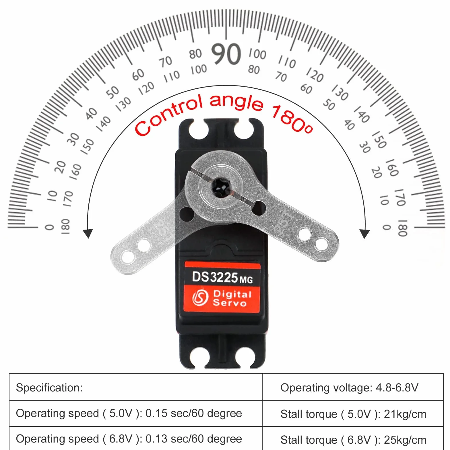 Serwo cyfrowe sterowane radiowo, 25 kg, wodoszczelne, serwo High Torque, cyfrowy serwo, modelarstwo, metalowa przekładnia, serwo 180°, serwa DS3225 do samochodów RC Auto Robot 1/10 1/8