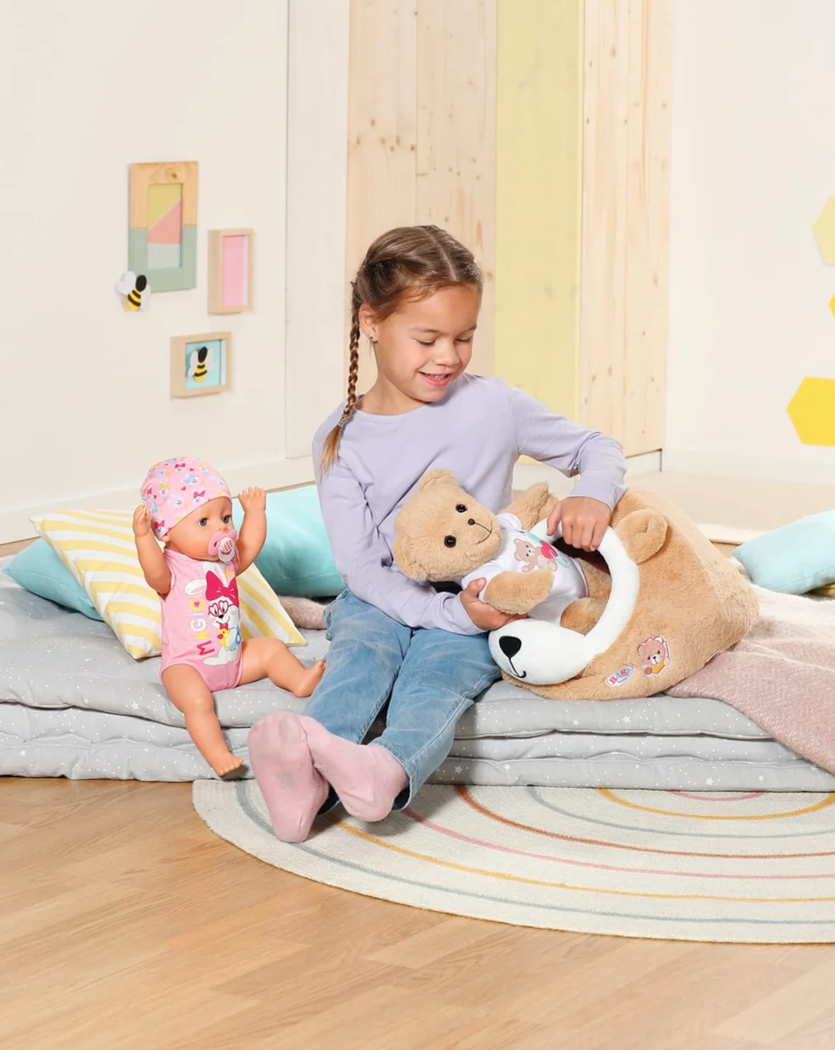 BABY born Jaskinia do spania niedźwiedzia 834459 - akcesoria do niedźwiedzia BABY born i lalek do 43 cm - odpowiednia dla dzieci od 1+, brązowa