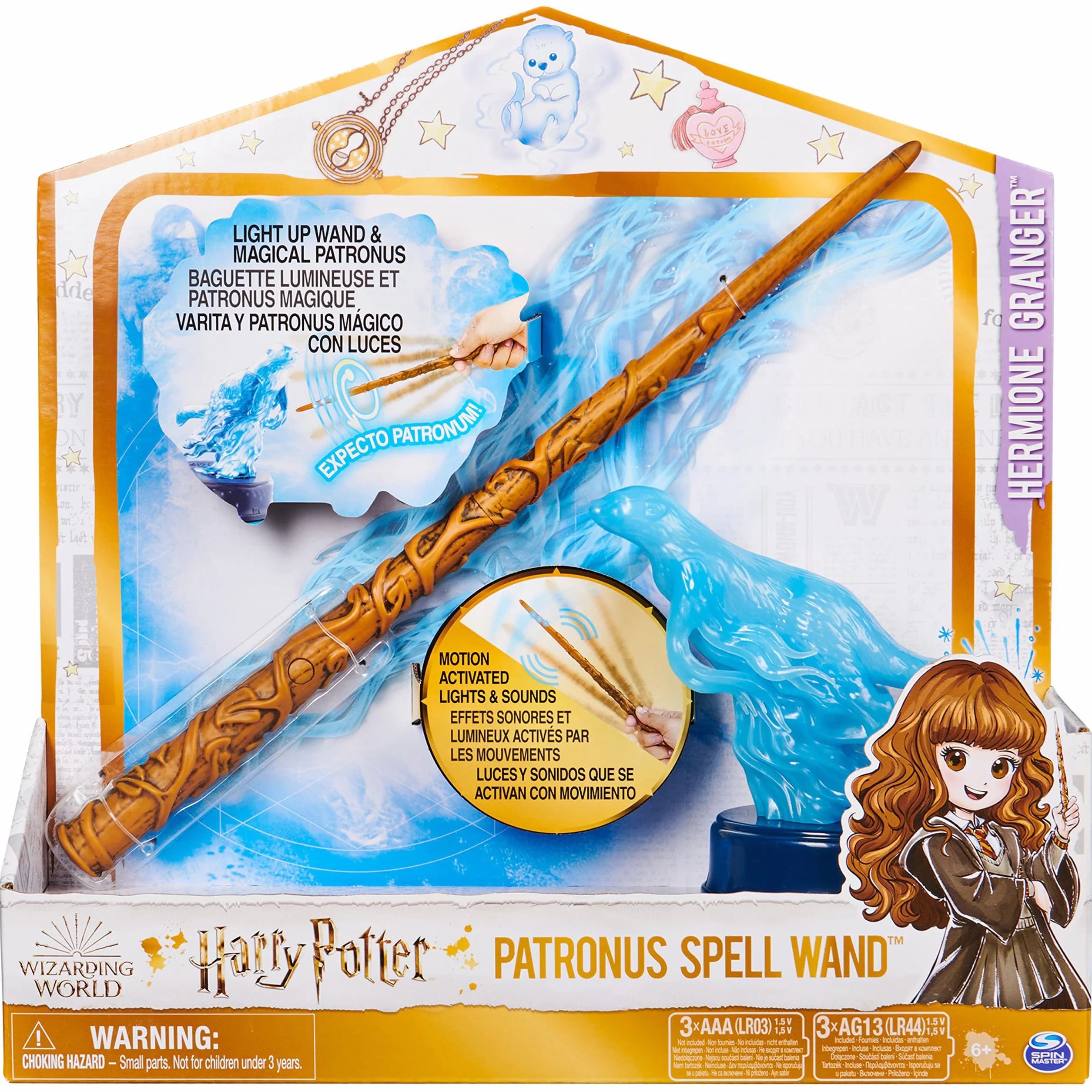 Oficjalny świat czarodziejów, 30 cm Hermiona Granger Patronus Light-up różdżka projekcyjna | Harry Potter fantazyjne przebranie zabawki do odgrywania ról dla dzieci w wieku od 6 lat