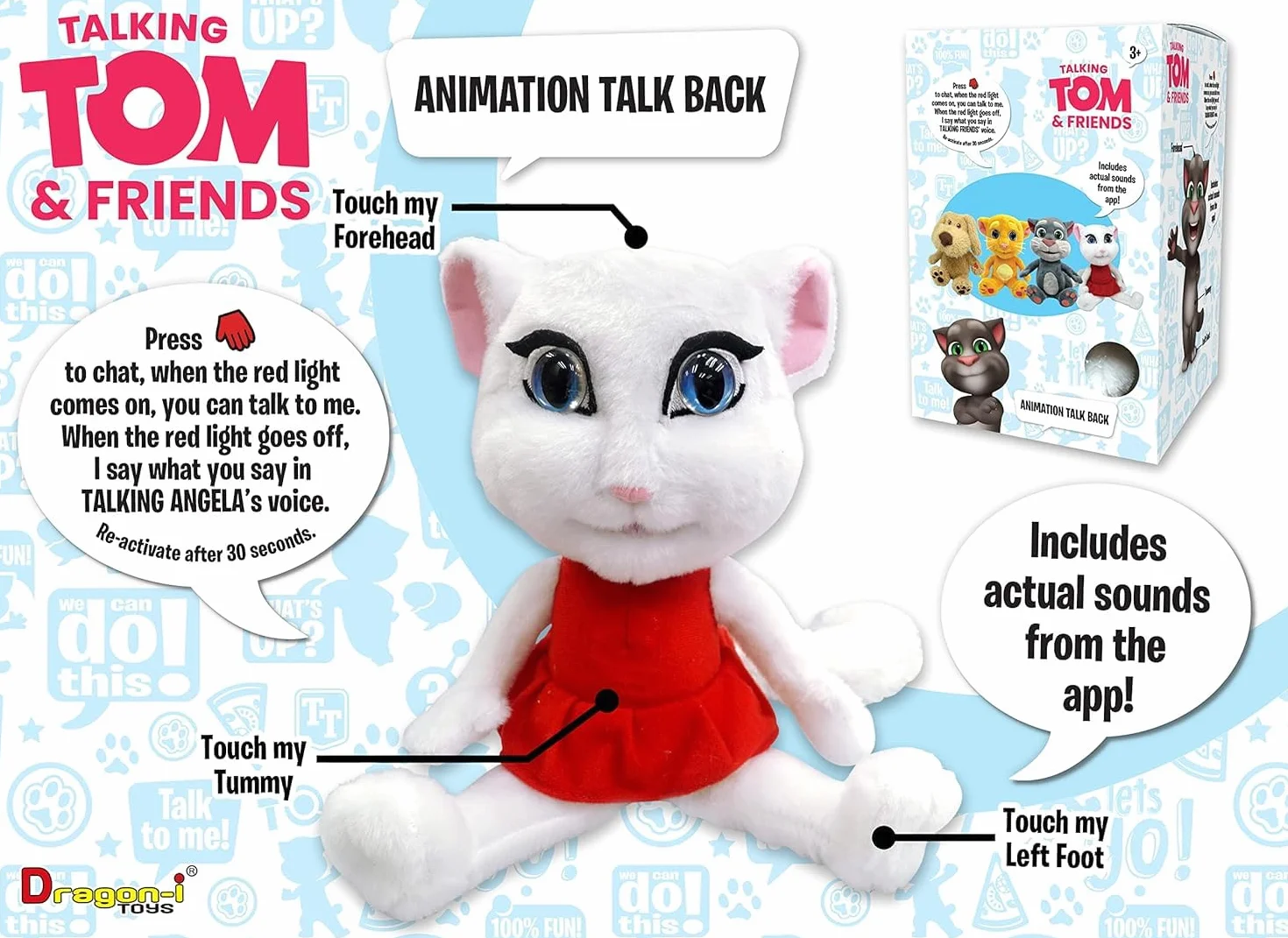 Talking Friends Talking Angela animowana interaktywna przytulanka pluszowa zabawka z talkback 30 cm wysokości