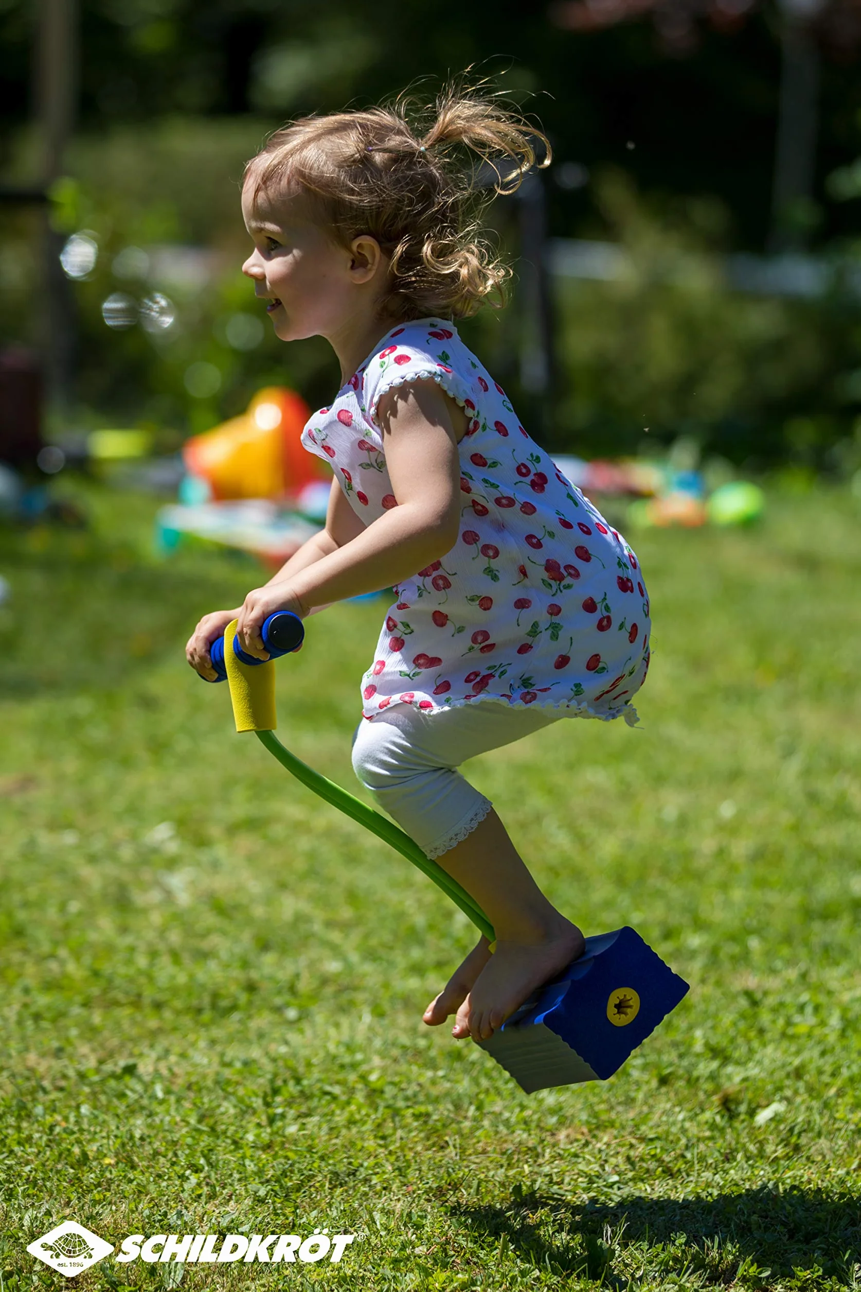 Schildkröt Fun Jumper piszczący Bungee Jumper z pianki z miękkimi uchwytami dla dzieci od 3 lat