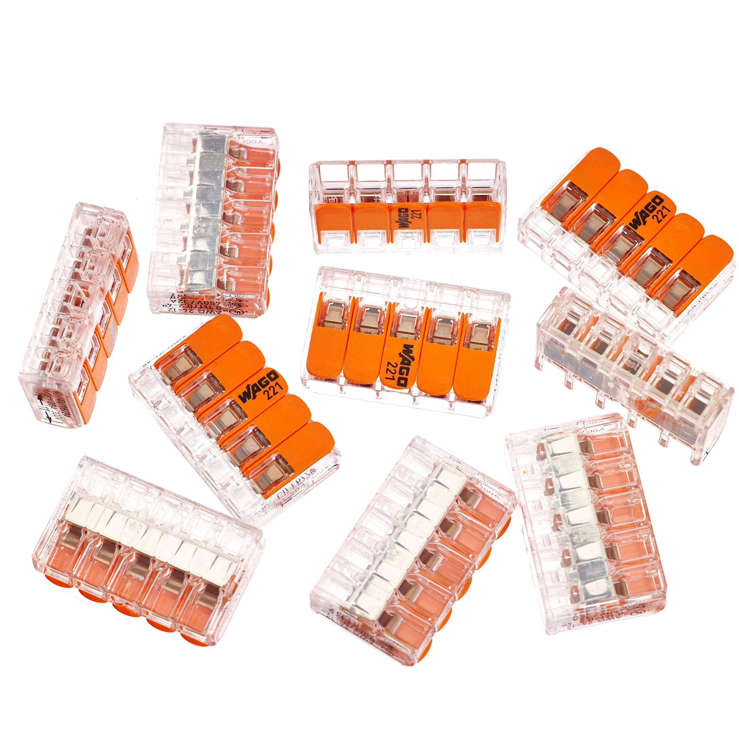 Wago Zacisk łączący dźwignię 5 x 0,2-4 mm², opakowanie 10 sztuk, BLV221415