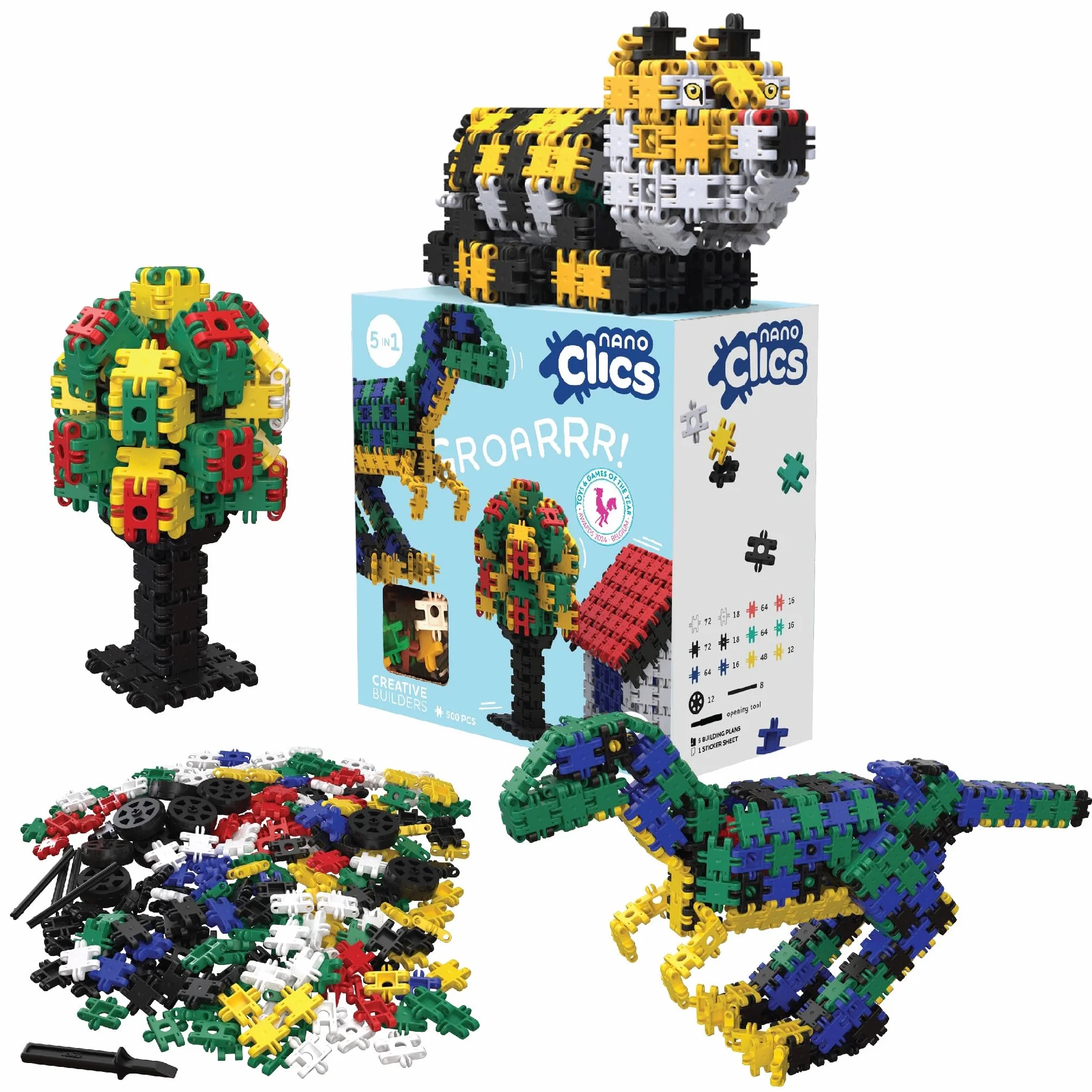Nano Clics Creative Builders 500, construction toys for children ages 8 and up, creative educational toys in a 500 piece set, building blocks for girls and boys, durable toys