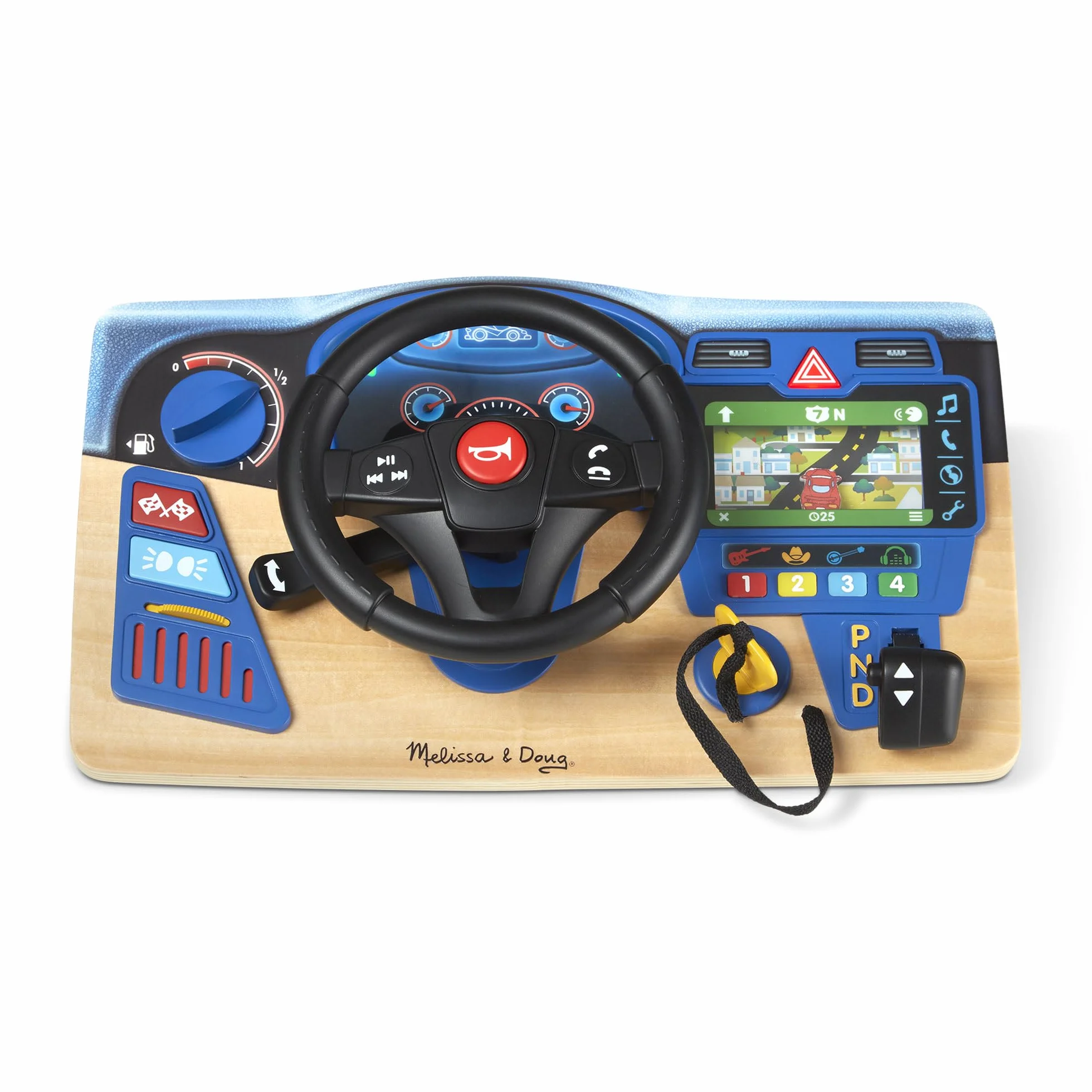 Melissa & Doug Vroom & Zoom – drewniana deska rozdzielcza Zabawa imaginacyjna 3+ Prezent dla chłopca lub dziewczynki