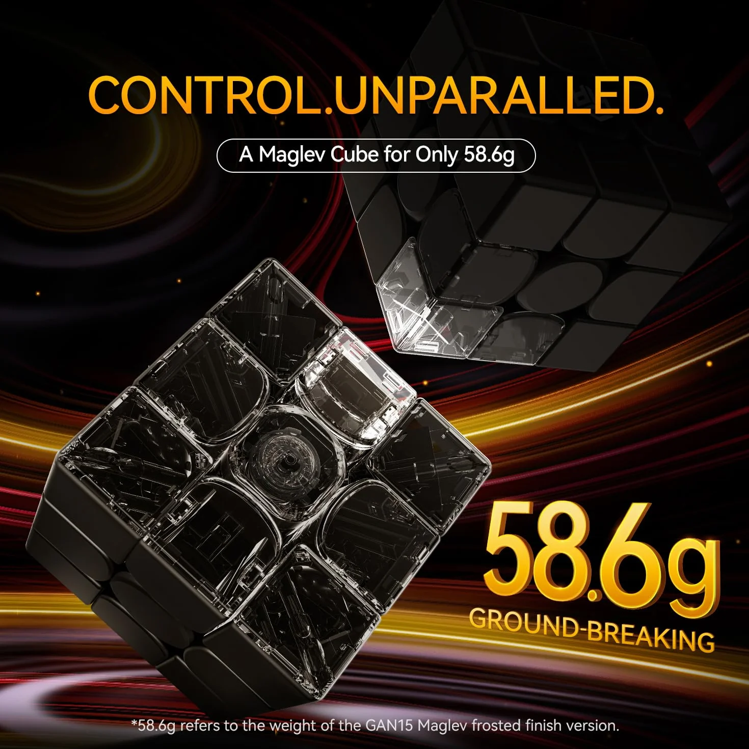 GAN15 Maglev Magnetic Cube Profesjonalna Kostka Magnetyczna 3x3, Speed Cube z 76 Magnesami/Samonastawnymi Warstwami 40 Stopni / 58,6 g,Flagowe Puzzle 2024
