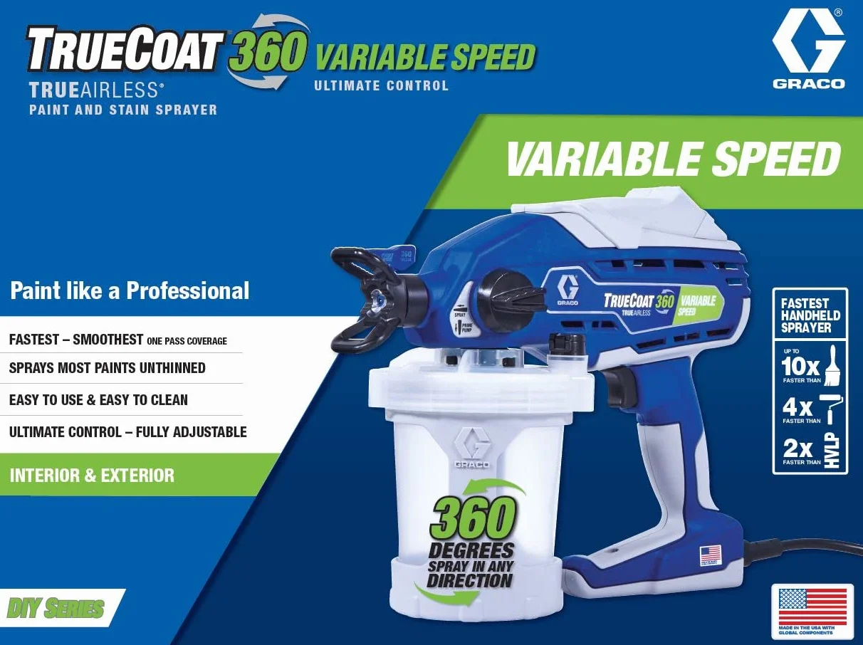 Magnum by Graco 26D527 TrueCoat 360 Variable Speed - Ręczne, przewodowe Airless system natryskowy, Model UE, użytku domowego, do małych dekoratorskich projektów (maks. ciśnienie 138 bar)