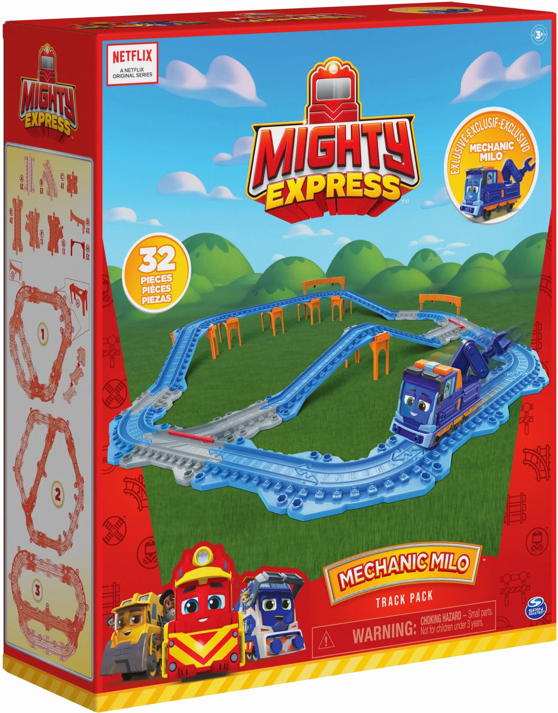 Mighty Express Zestaw 32 sztuk łącznych i ekskluzywny pociąg Milo, zabawki dla dzieci 3+
