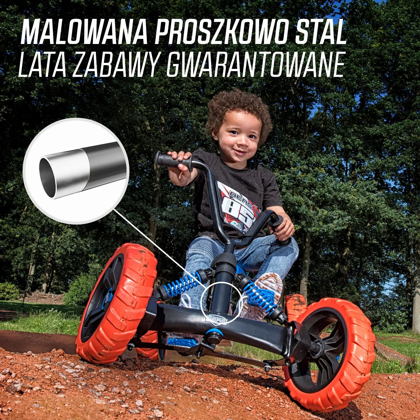 BERG Gokart Buzzy Nitro 2-w-1 z drążkiem przesuwnym | z ruchomym wolnym biegiem, pojazdem dziecięcym, bezpiecznym i stabilnością, zabawka dla dzieci w wieku 2,5-5 lat