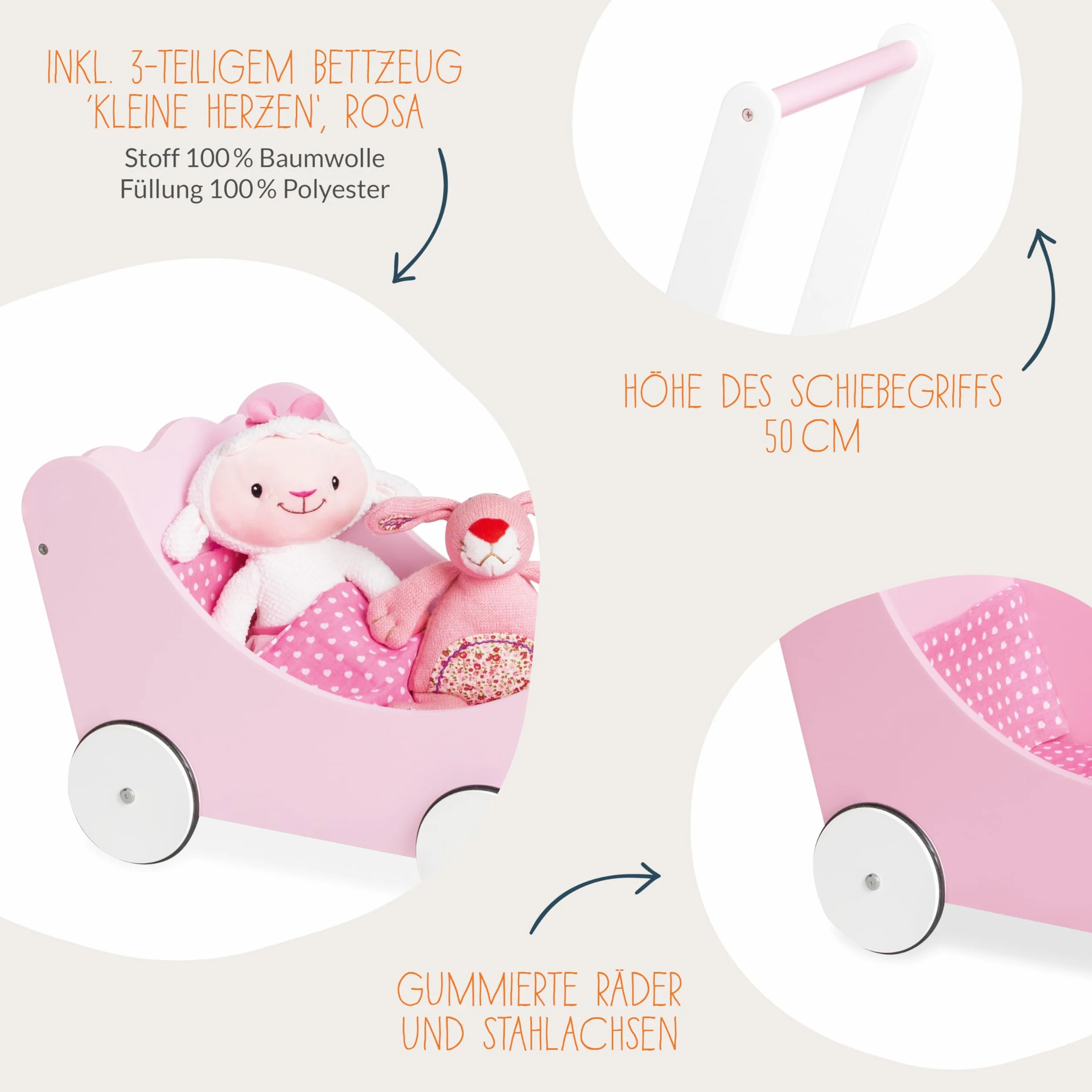 Doll's pram 'Jasmin', 4 parts