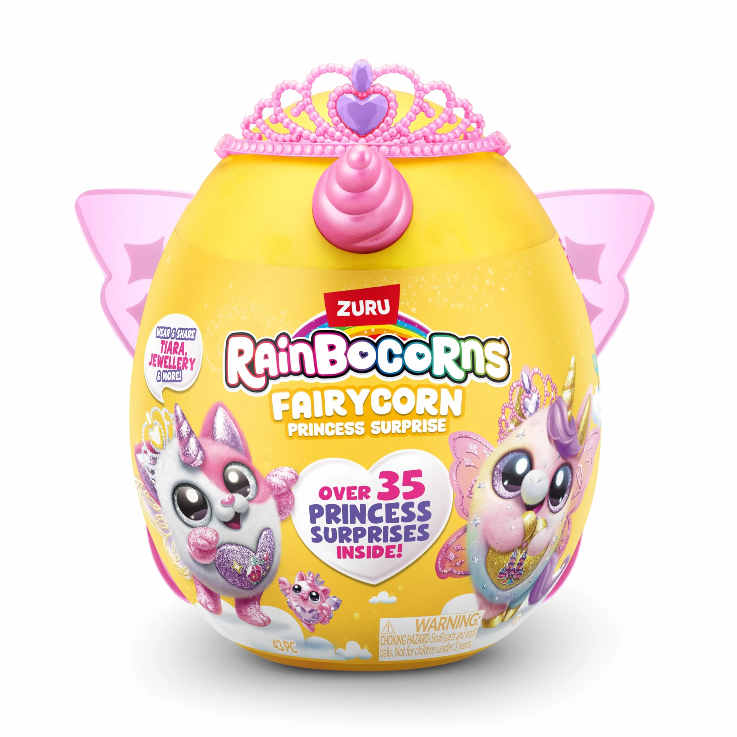Rainbocorns Fairycorn Księżniczka Seria 6 Rubinowy Jednorożec - Kolekcjonerski Plusz - Magiczna Wróżka Księżniczka Niespodzianki, Przytulne Pluszowe Wypchane Zwierzę, Naklejki (Jednorożec)