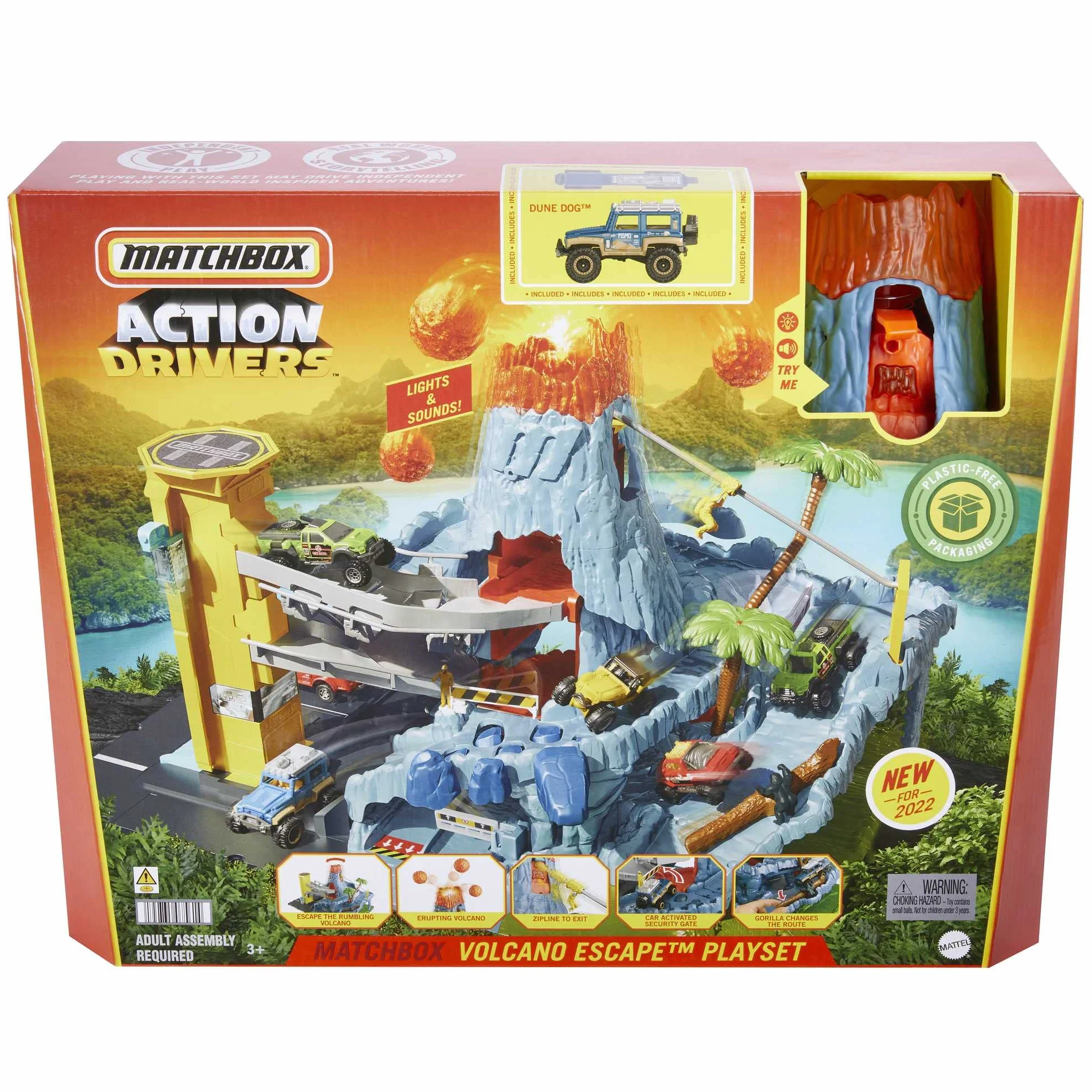 Matchbox Action Drivers Prawdziwe Przygody Wulkan Zestaw z 1 pojazdem HHW21