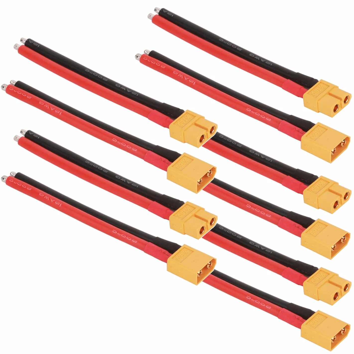 GTIWUNG 5 par złączy XT60 męskie i żeńskie z kablem 10 cm 12AWG przewód silikonowy, złącze XT-60 męskie żeńskie z kablem do baterii RC Lipo