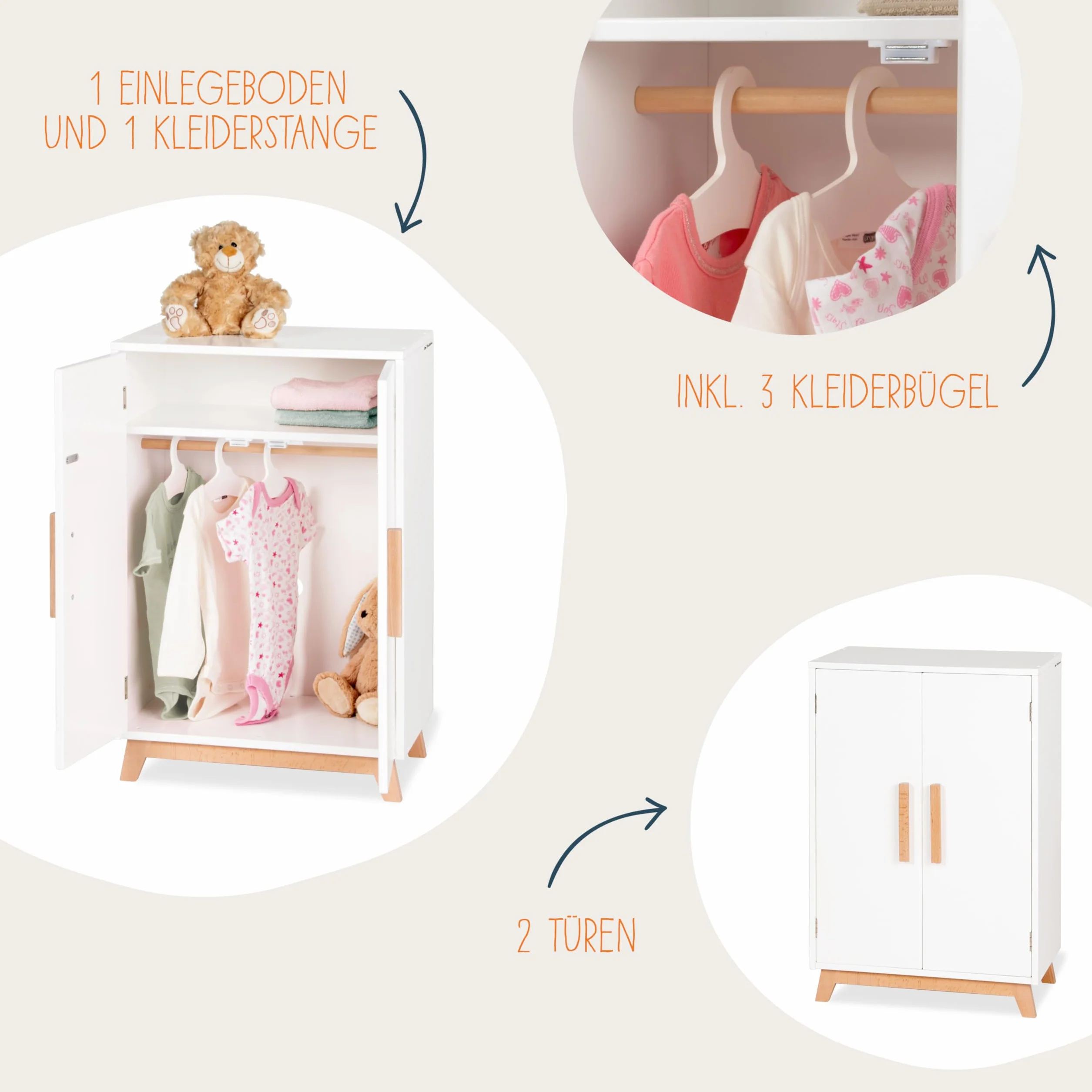 Doll's wardrobe 'Marit', 4 parts