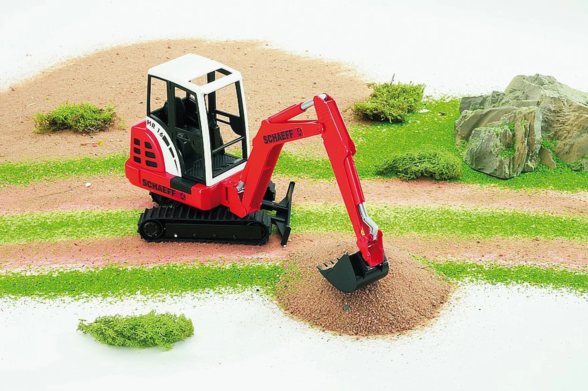 bruder 02432 - Minikoparka Schaeff HR16 - 1:16 Plac budowy, Pojazd budowlany, Koparka łyżkowa, Robotnik, bworld, Maszyna budowlana, Zabawka