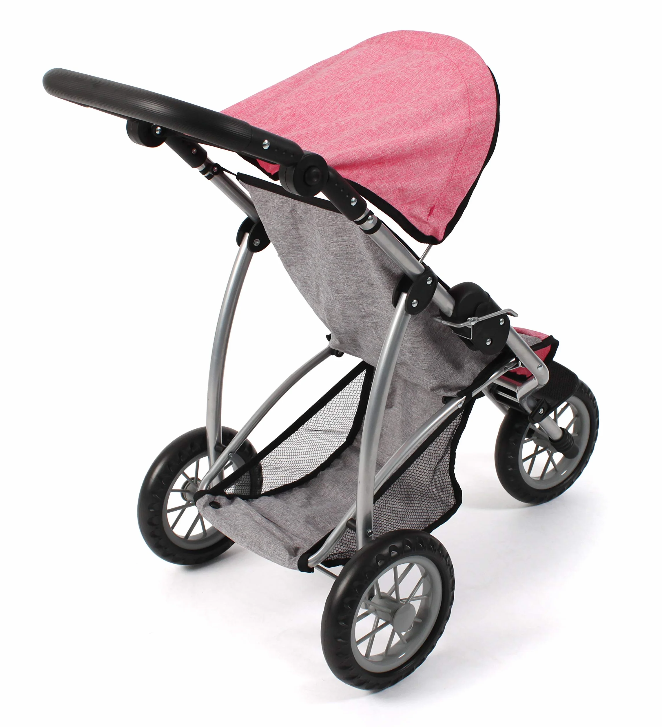 Bayer Chic 2000 - Wózek dla lalek Leon, jogging Buggy, dla dzieci w wieku od 4 do 8 lat, melanż, szary, różowy, 75 x 40 x 73,5 cm
