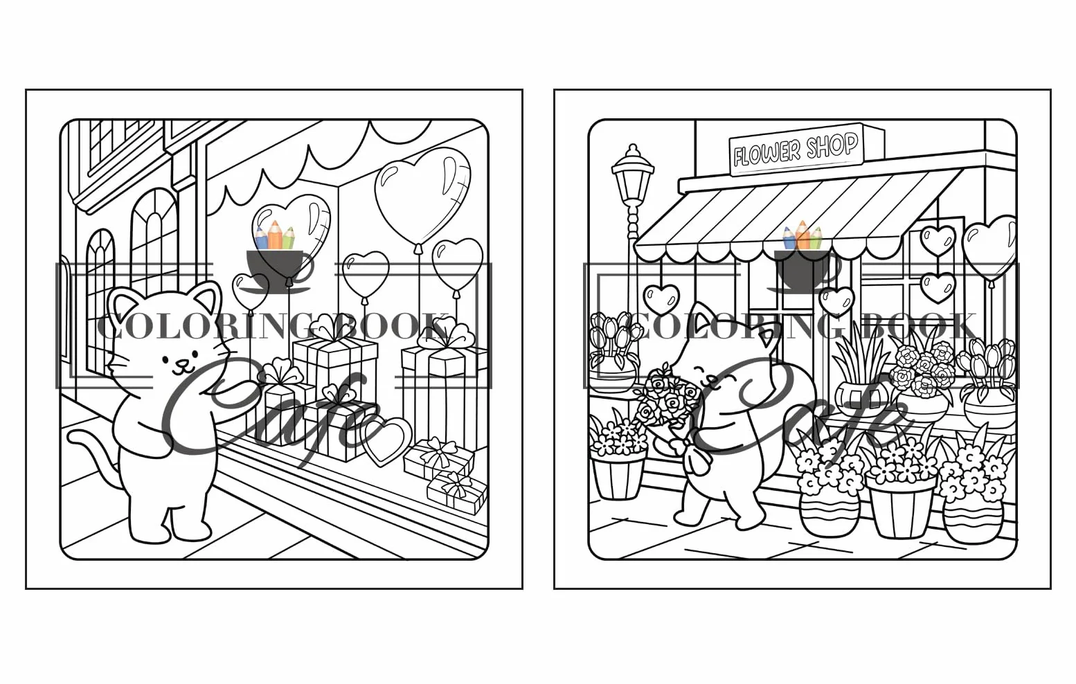Paws & Hearts: Coloring Book for Adults & Teens Featuring Cozy Love Scenes with Adorable Animal Characters