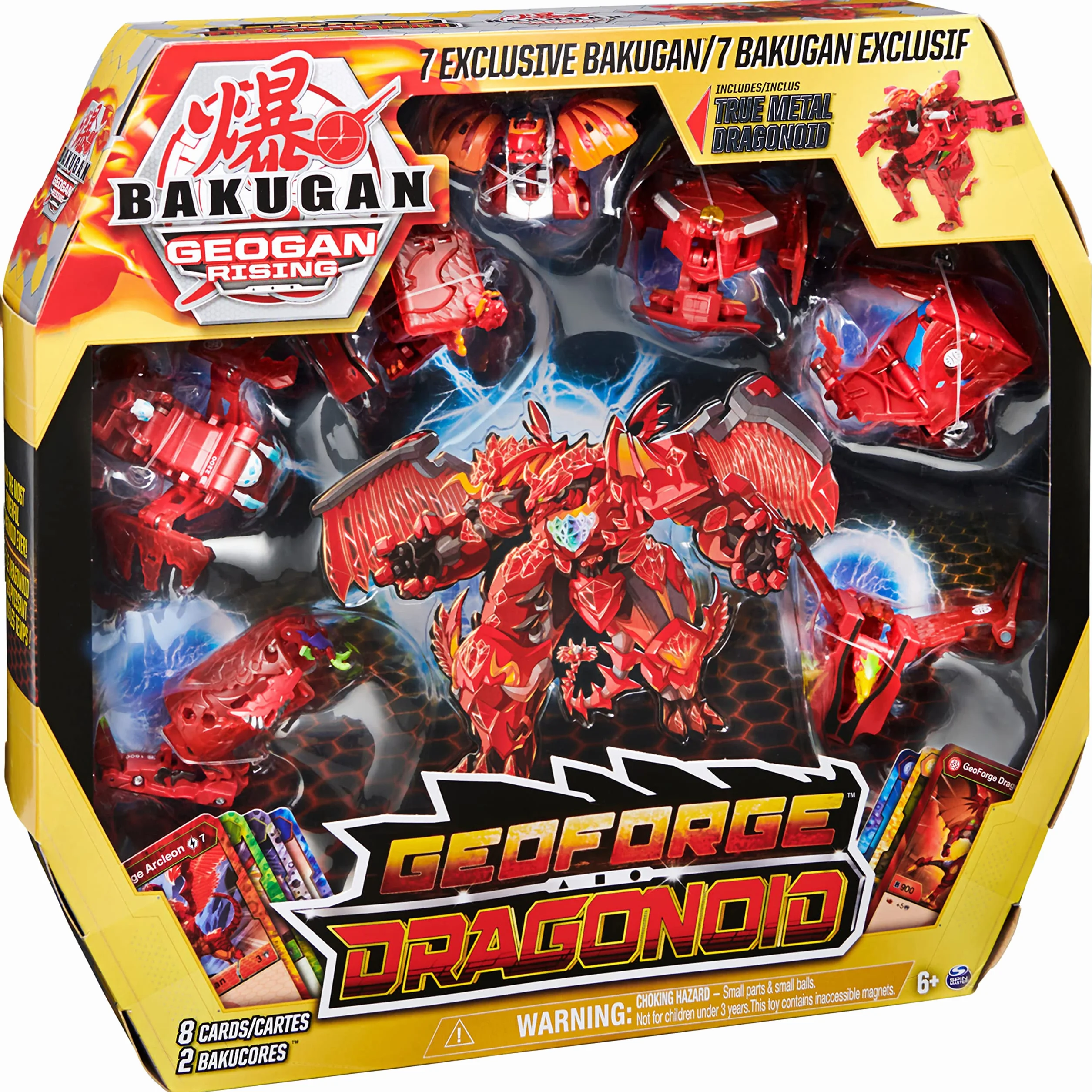 BAKUGAN Geoforge Dragonoid, figurka kolekcjonerska z 6 geoganami i 1 ekskluzywnym metalowym smokiem Bakugan