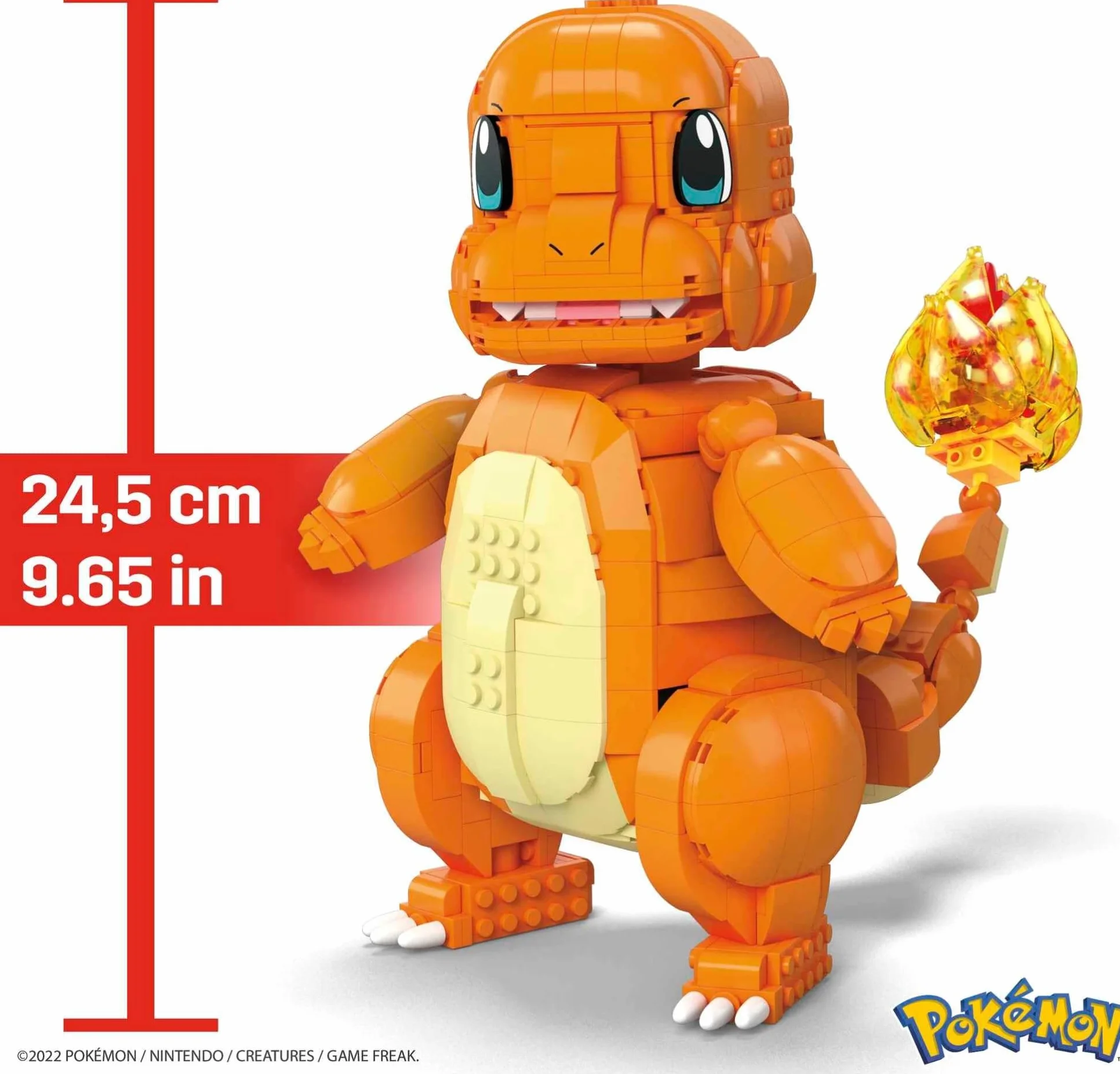 MEGA Pokémon Duża figurka Charmander, zestaw konstrukcyjny z 750 elementami i Pokéballem, zestaw prezentowy dla dzieci od 10 roku życia, HHL13