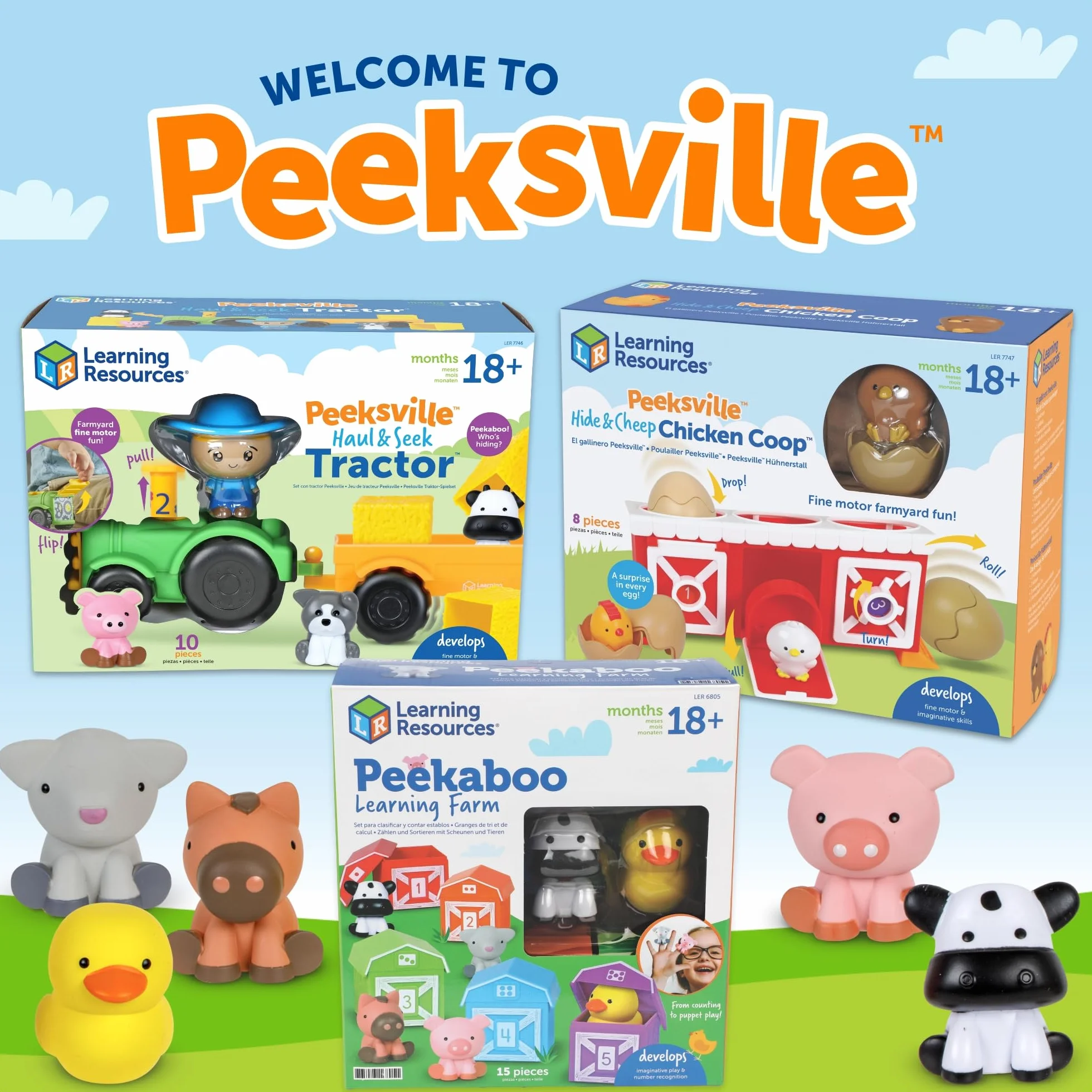 Learning Resources Peekaboo Nauka Farm 5 Dwa-Kawałek Barns