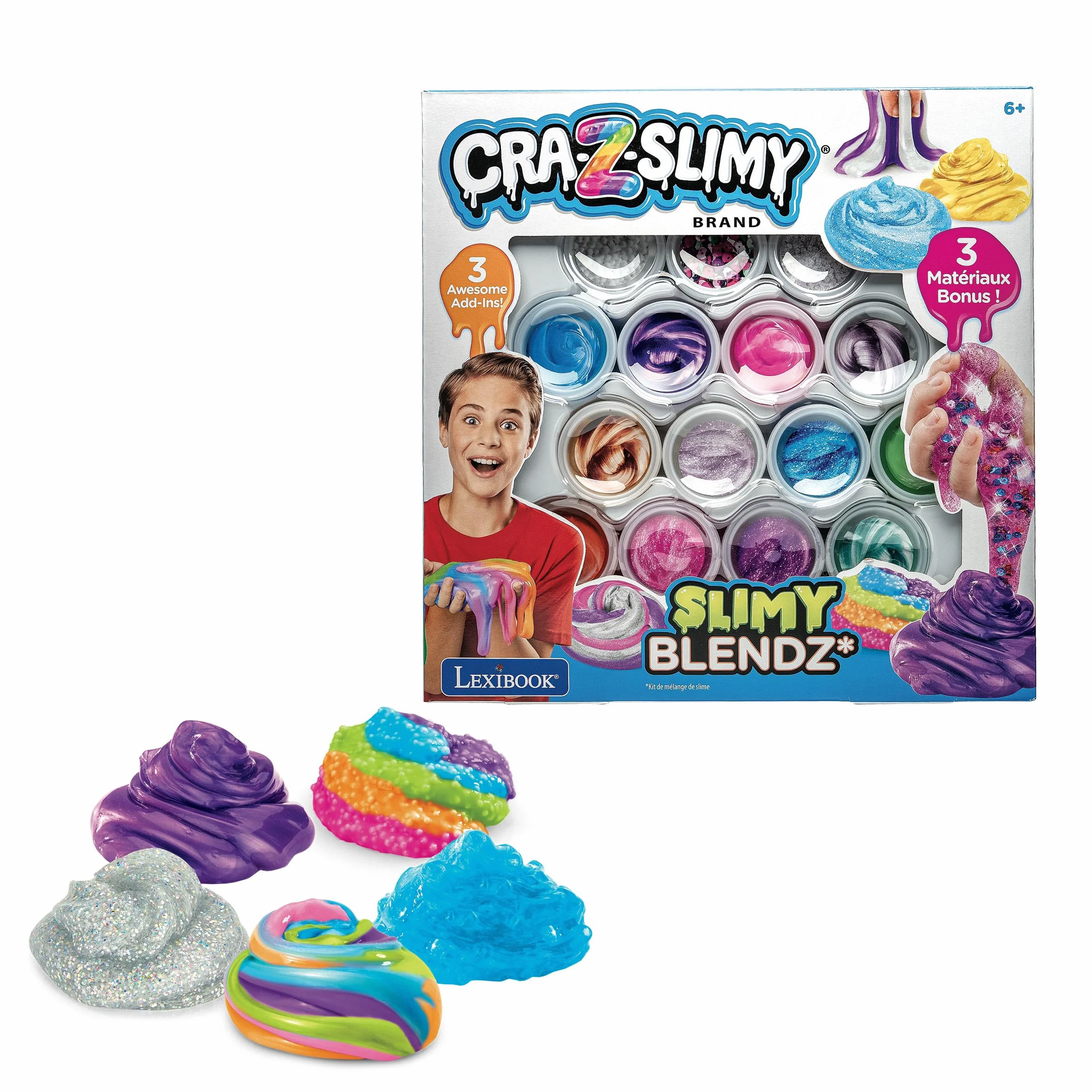 Lexibook, Zestaw Mieszanki Slimy, 12 kolorów, CRSLIM4