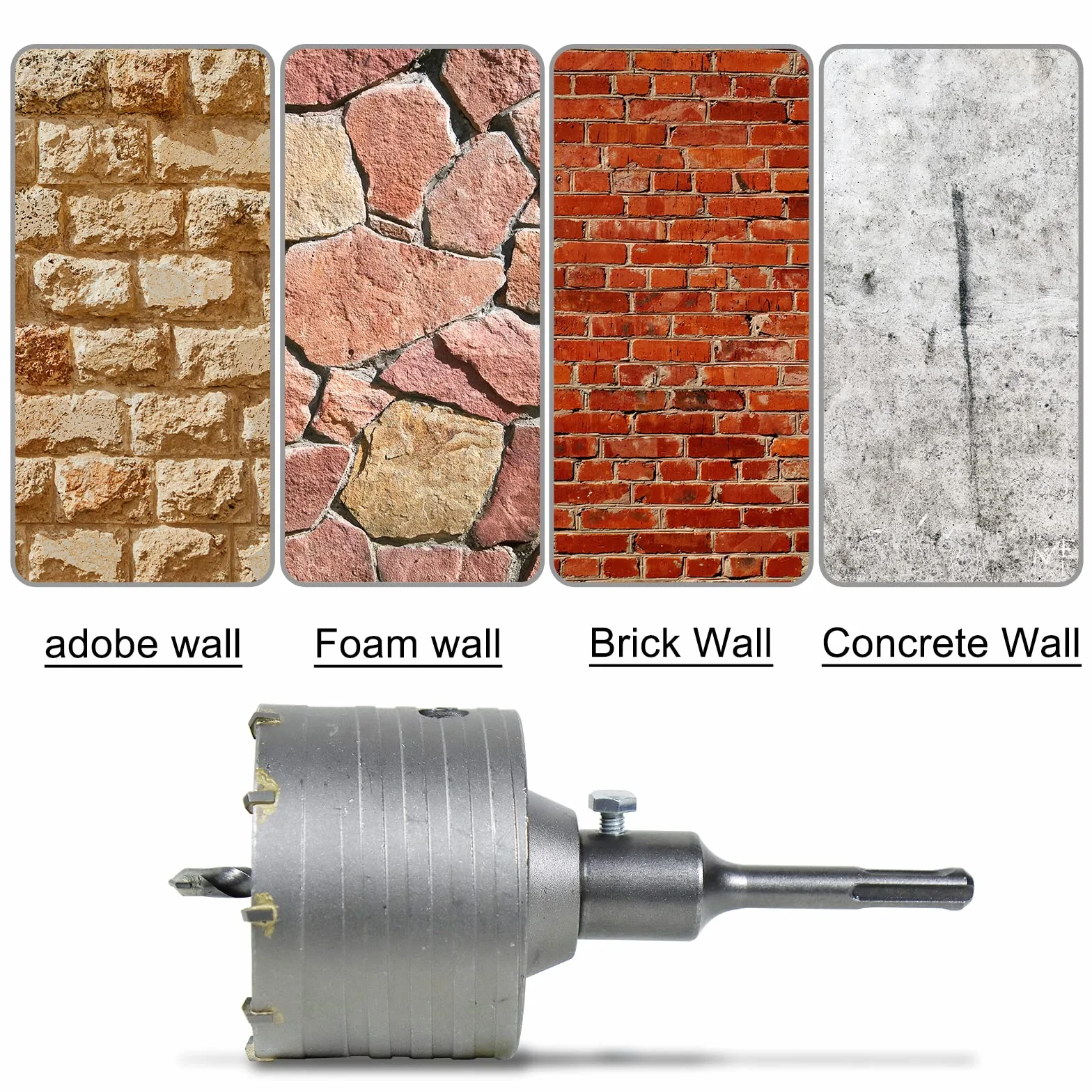 CCLIFE Korona diamentowa 50/55/65/68/80/82/100 mm wiertło do betonu z adapterem SDS plus Korona diamentowa Wiertło do ściany i betonu