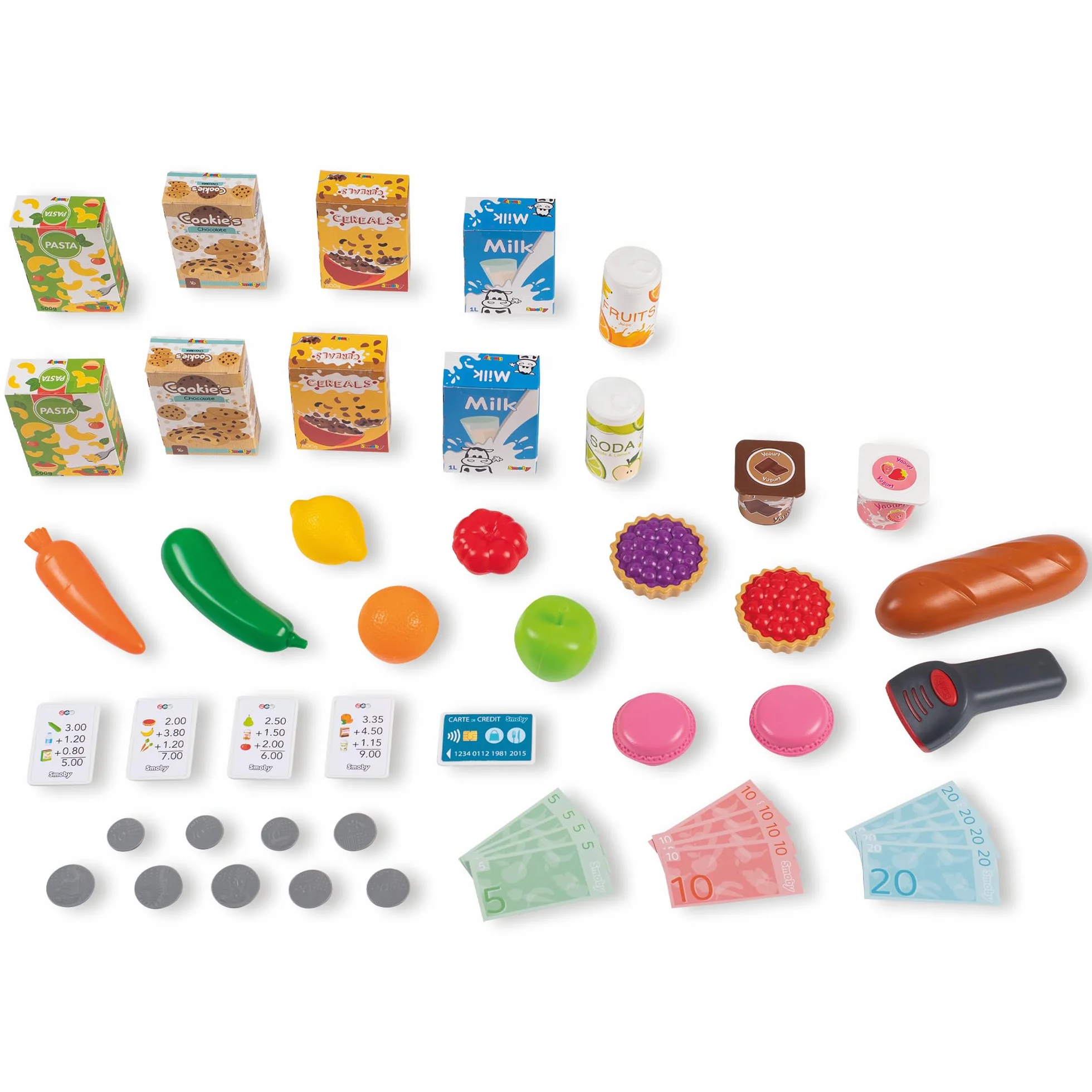 Smoby - Maxi Market - Supermarket dla dzieci - Wózek, półki, pudełka, warzywa, owoce - Strefa chłodnicza - Liczne akcesoria - Od 3 lat - Wyprodukowano we Francji