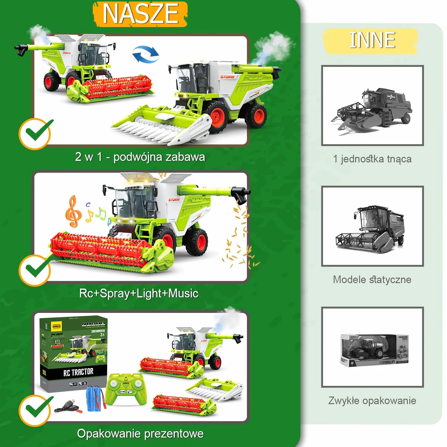 Zdalnie sterowany traktor kombajn zbożowy, traktor zdalnie sterowany kombajn od 3-6 lat, kombajn zabawka, rc buldog, Pojazd, Farma, Rolnictwo, Ciągnik, Maszyna żniwna, Praca w polu, Zabawka