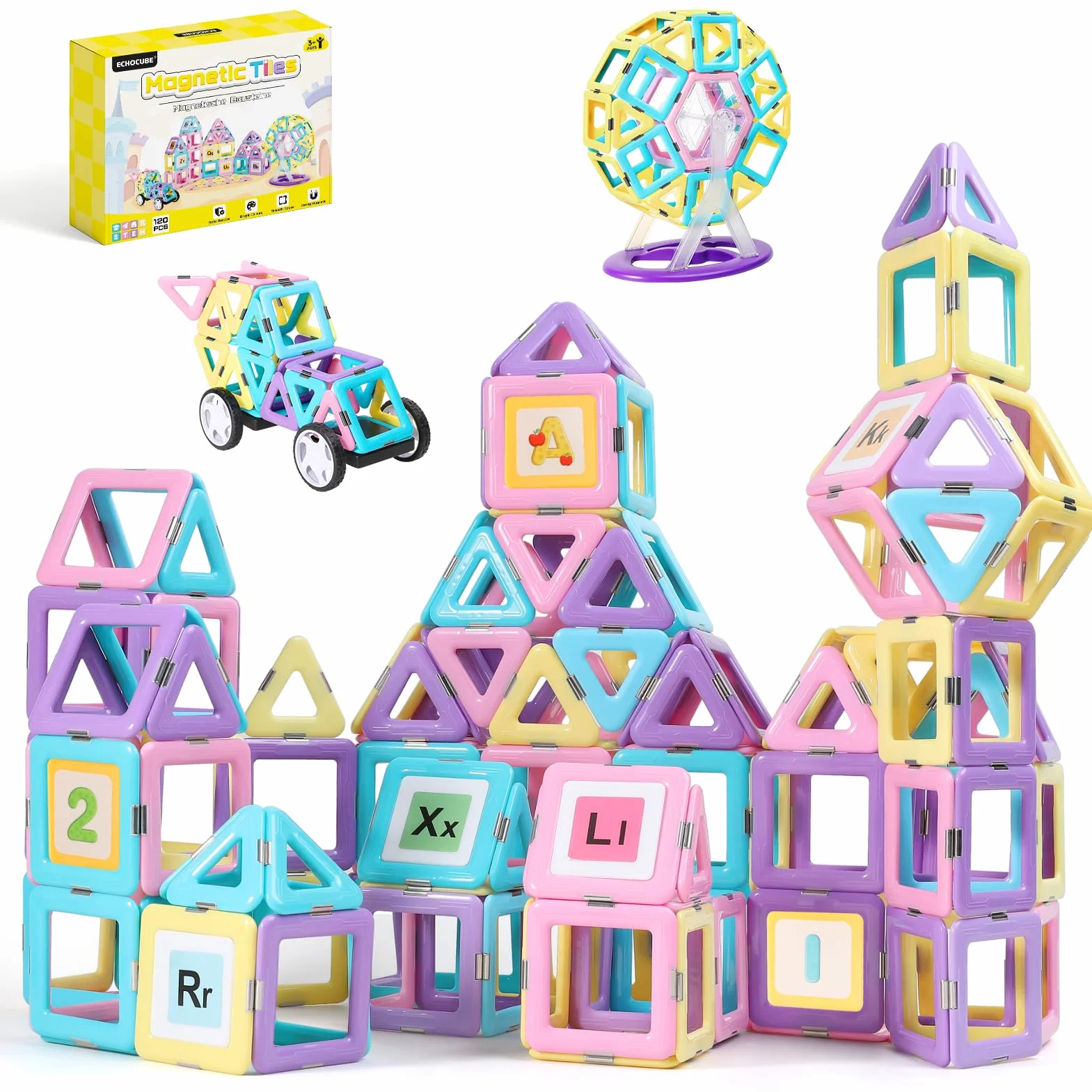 Magnetyczne klocki konstrukcyjne 120 PCS Zestaw płytek dla dzieci edukacyjne zabawki