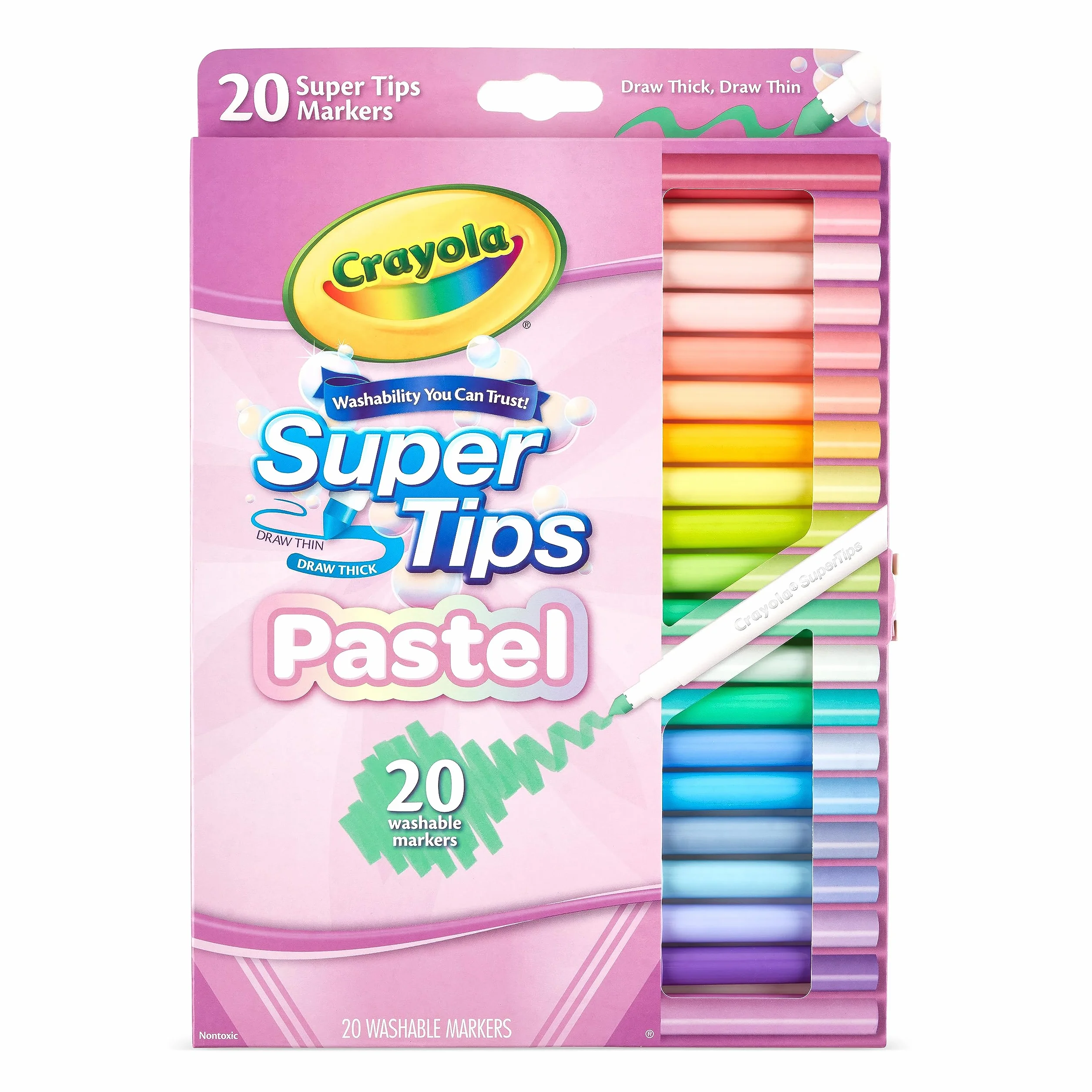 Crayola Super Tips Marker, Wielokolorowy, 20 Sztuk